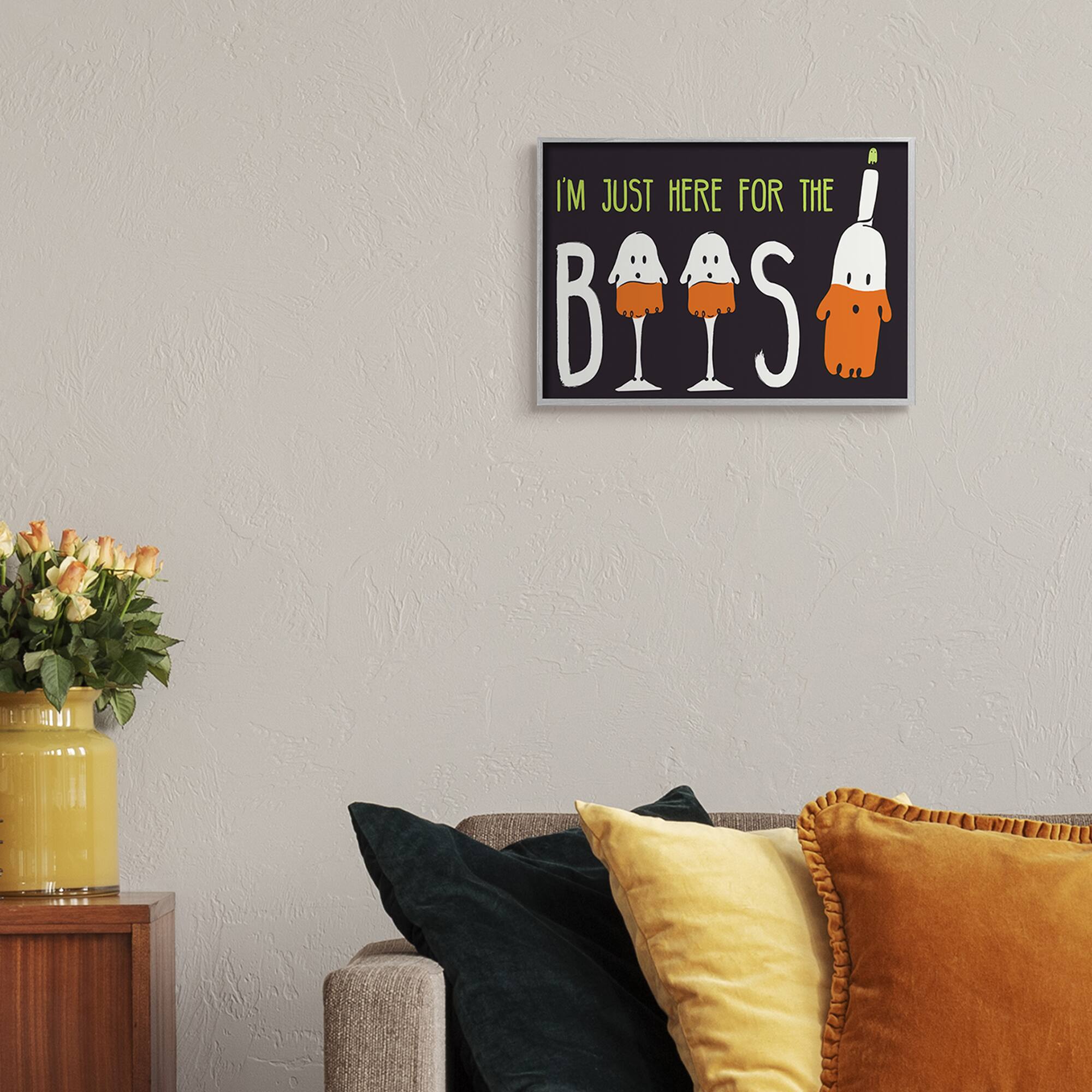 Stupell Industries Here for the Boos Phrase Halloween Ghost Pun Framed Wall Art