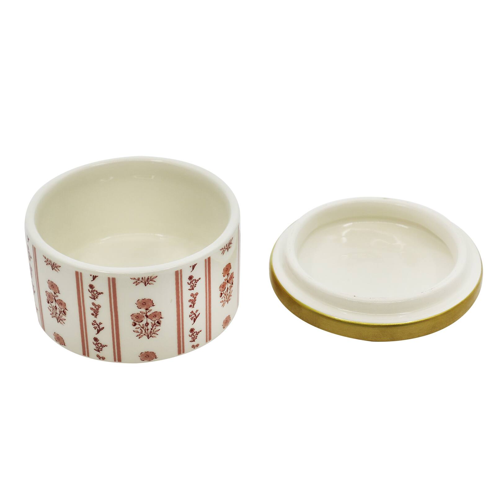 3.5&#x22; Pink Floral Round Ceramic Tabletop Box by Ashland&#xAE;