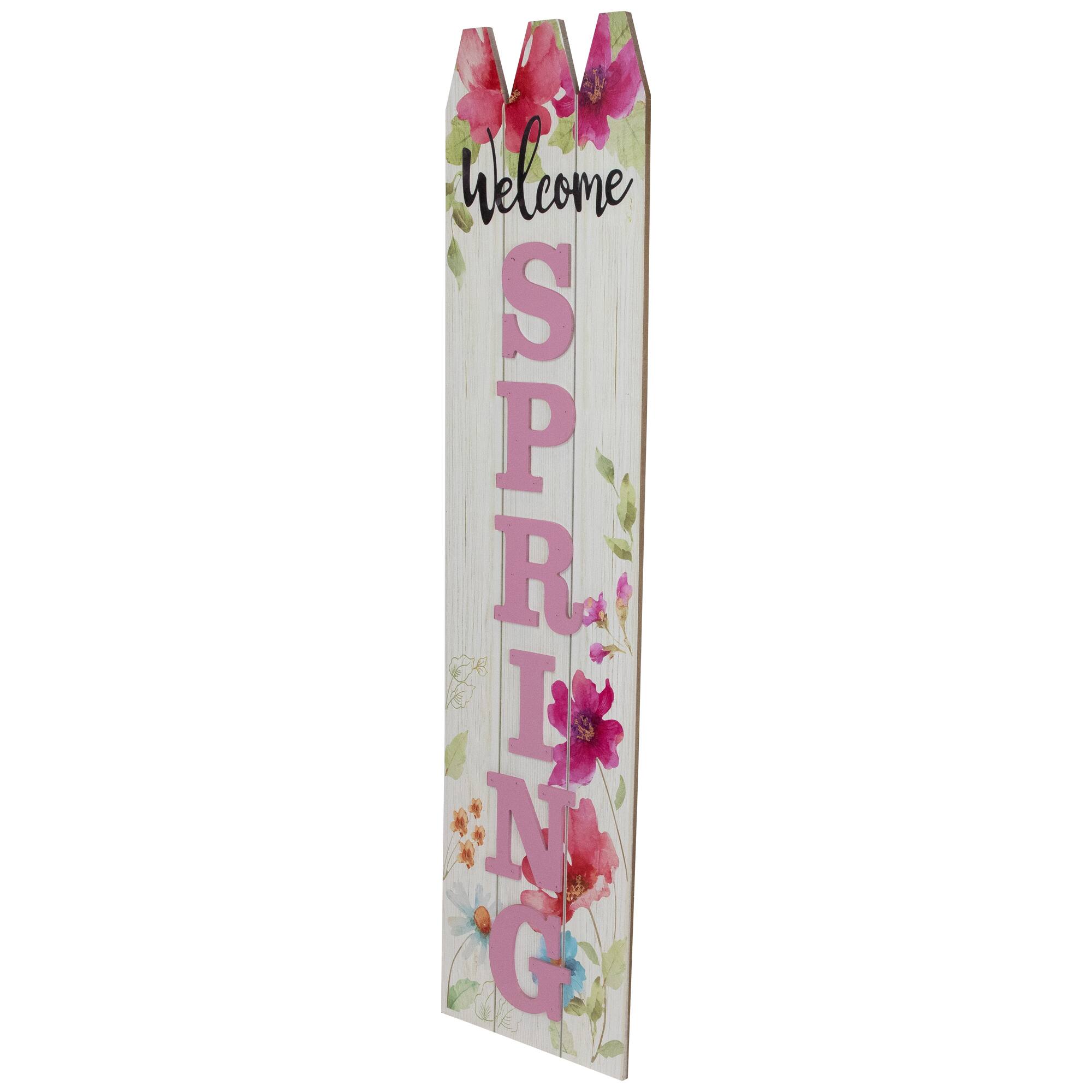 40" Welcome Spring Floral Outdoor Porch Board Sign Decoration