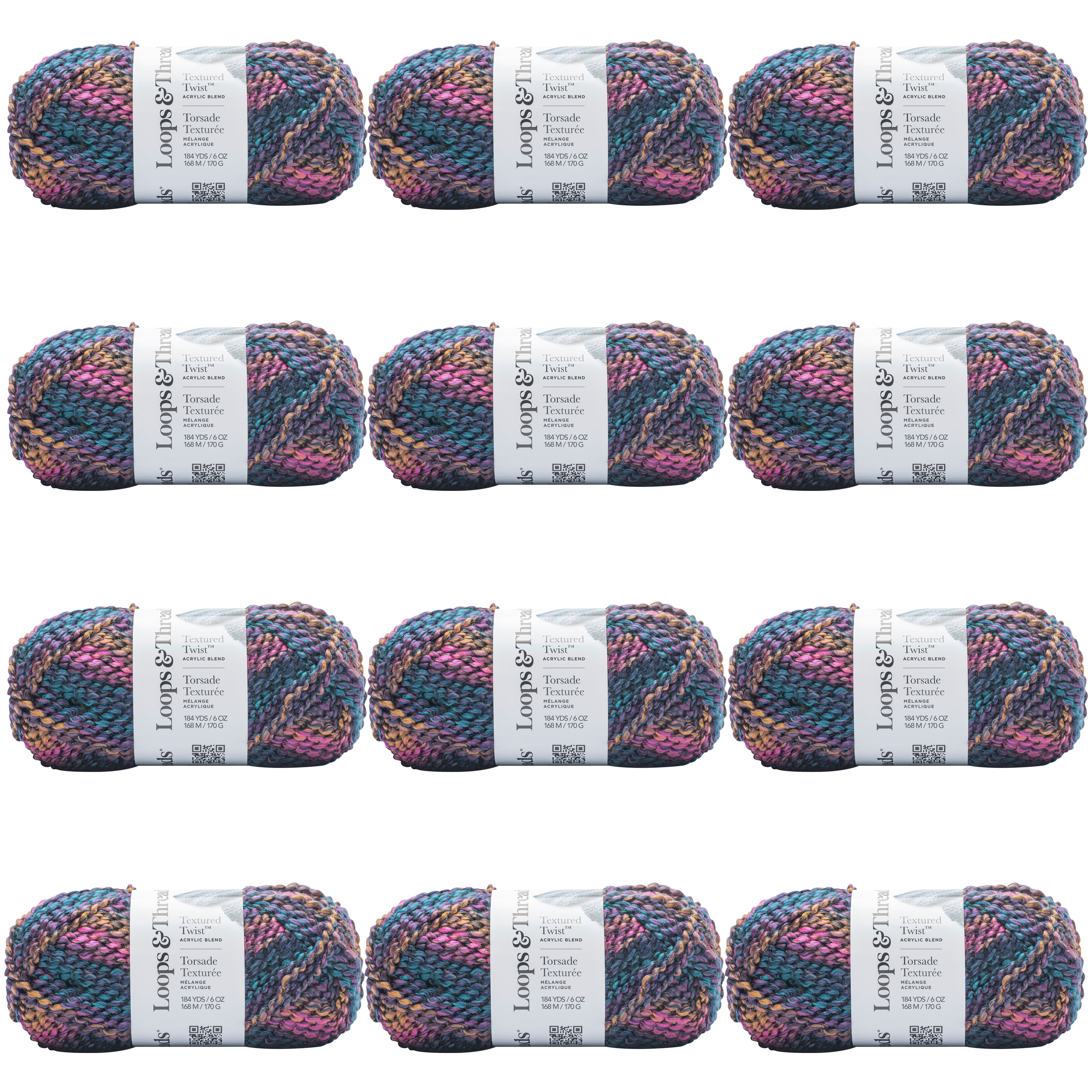 12 Pack: Textured Twist&#x2122; Yarn by Loops &#x26; Threads&#xAE;
