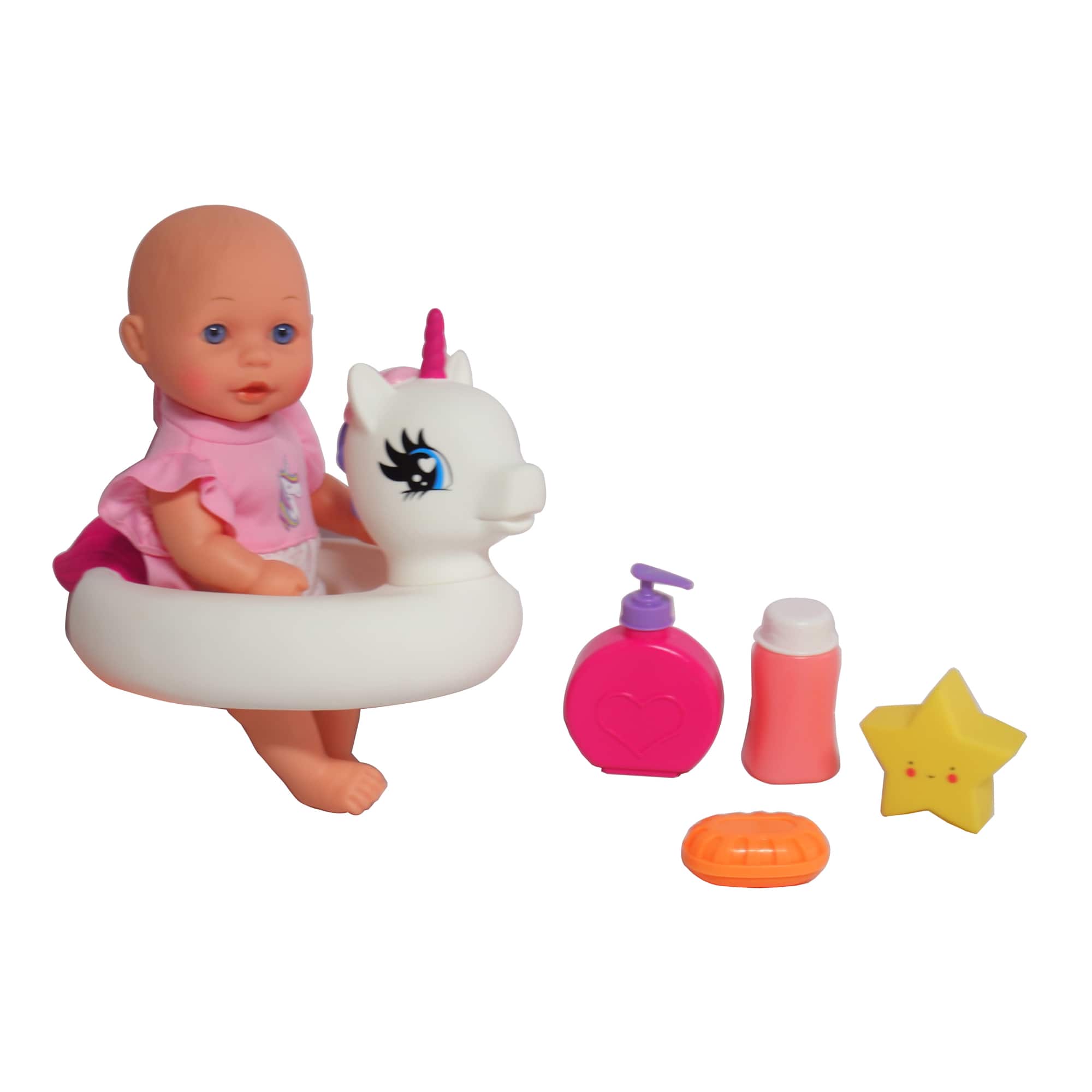 Gi-Go 12&#x22; Bath Time Baby Doll With Unicorn Floatie