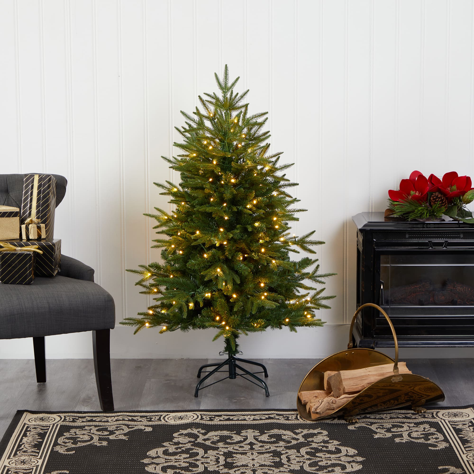 4ft. Pre-Lit Colorado Mountain Fir Artificial Christmas Tree, Clear LED Lights