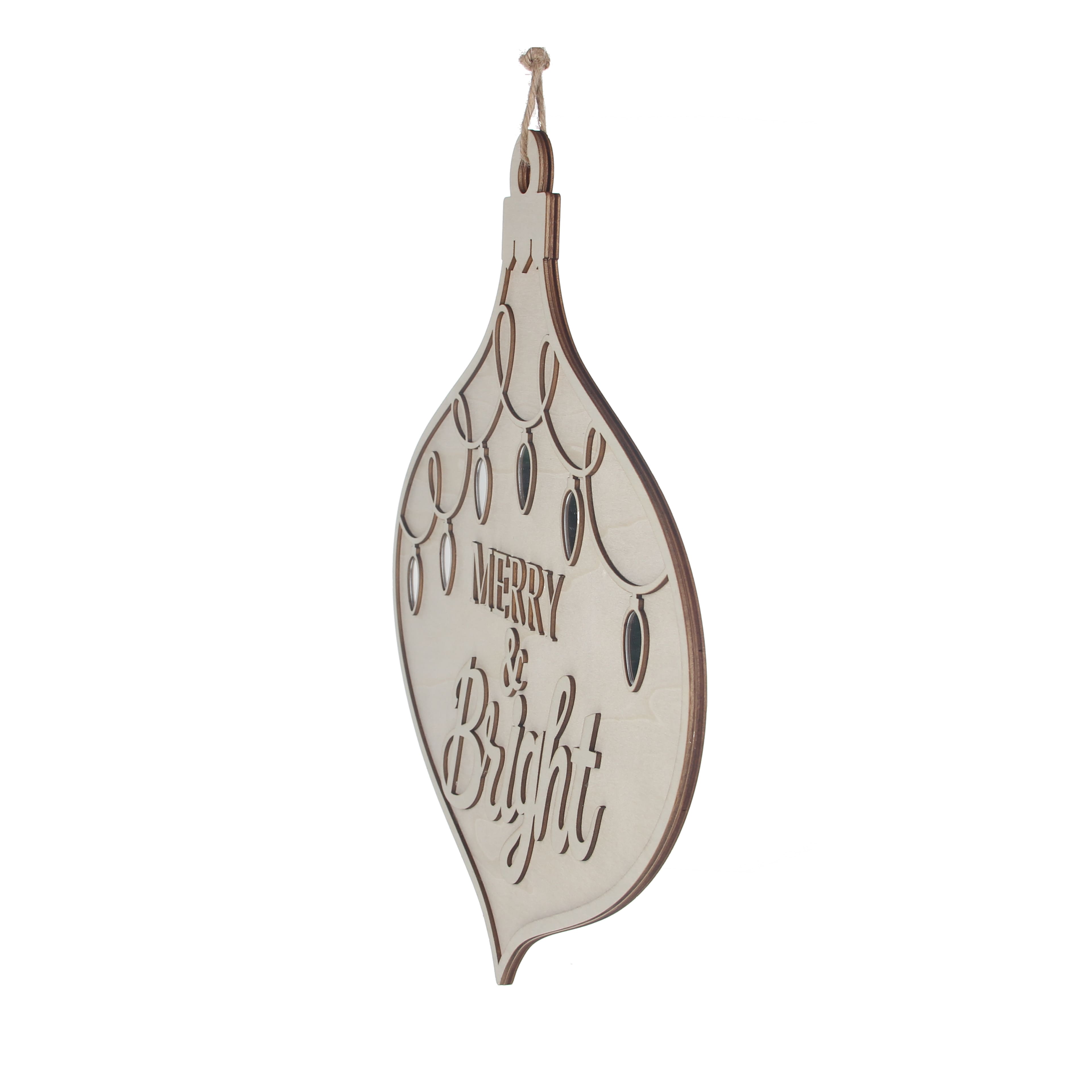 15.5&#x22; Unfinished Merry &#x26; Bright Plaque DIY Wood D&#xE9;cor by Make Market&#xAE;