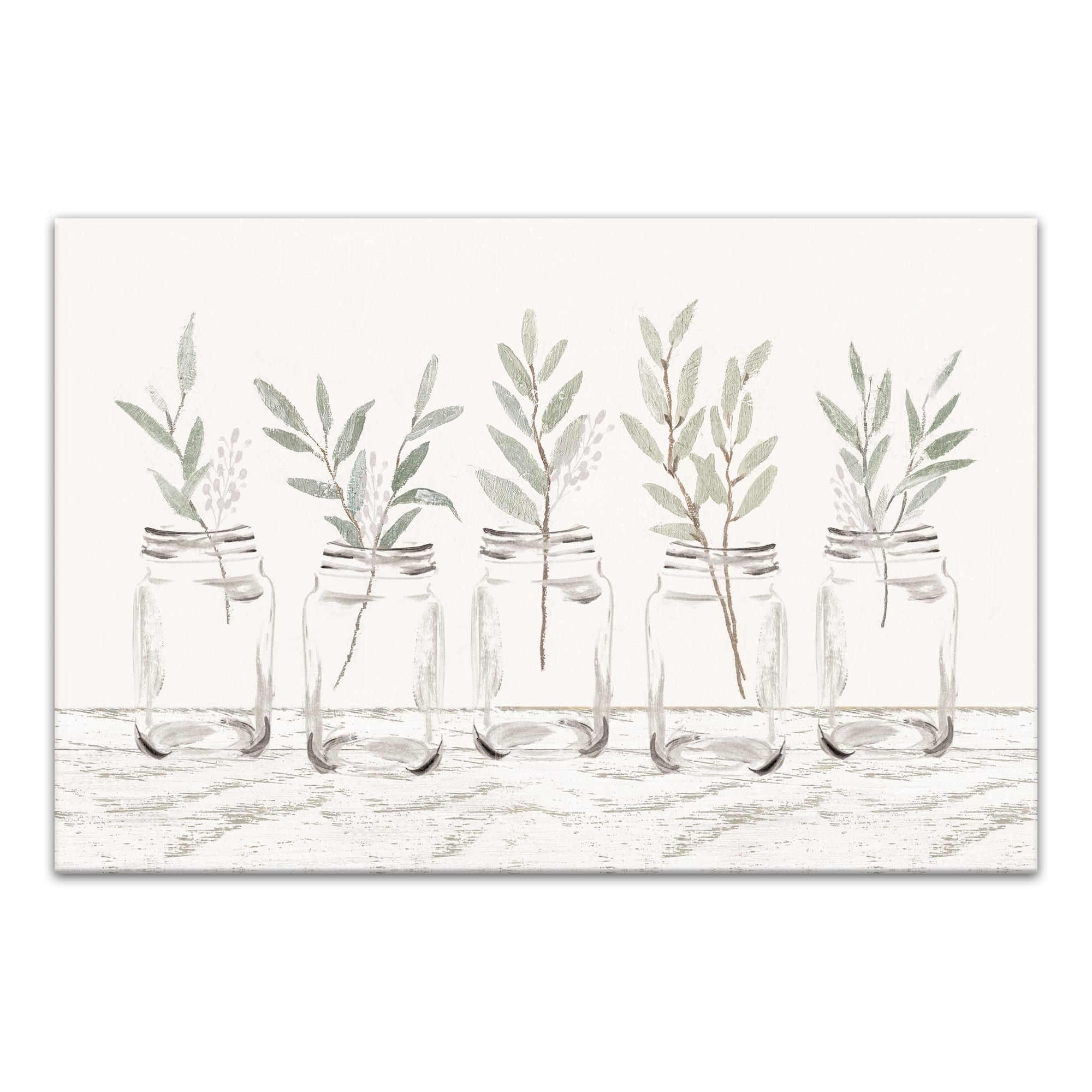 Greenery In Mason Jars 30&#x22; x 20&#x22; Canvas Wall Art
