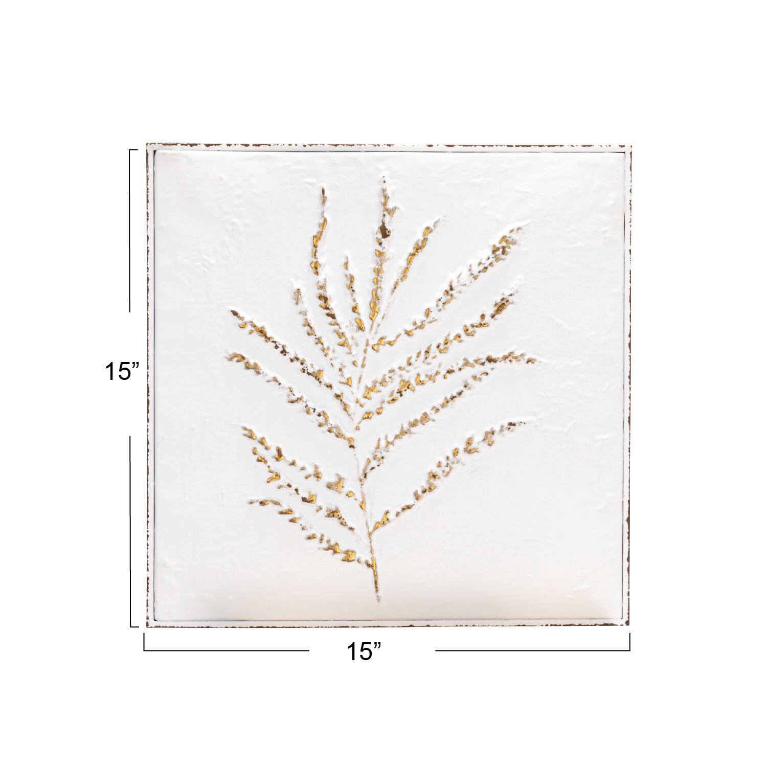 Hello Honey® White Botanical Square Embossed Metal Wall Décor