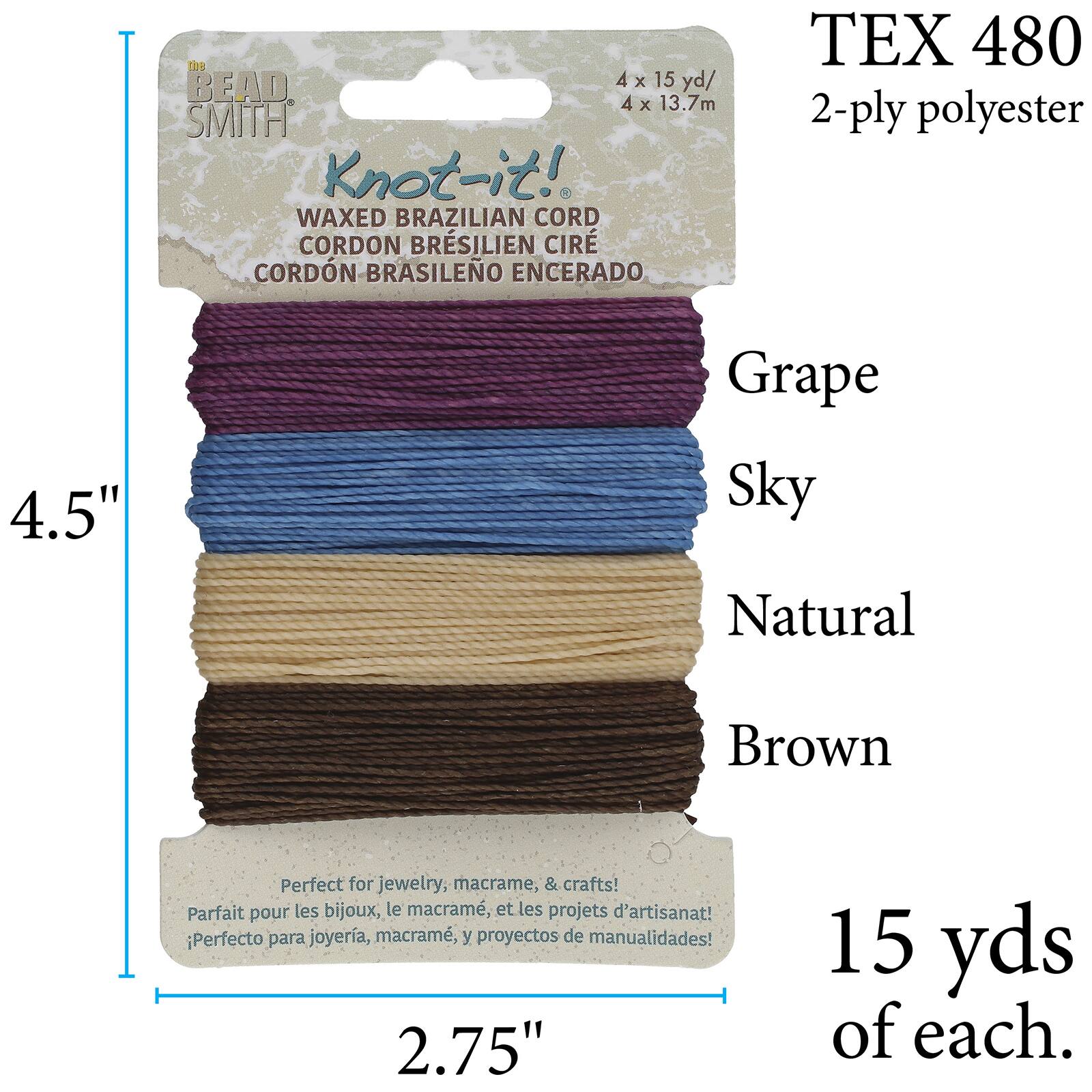 Beadsmith® Knot-it!™ Waxed Brazilian Cord
