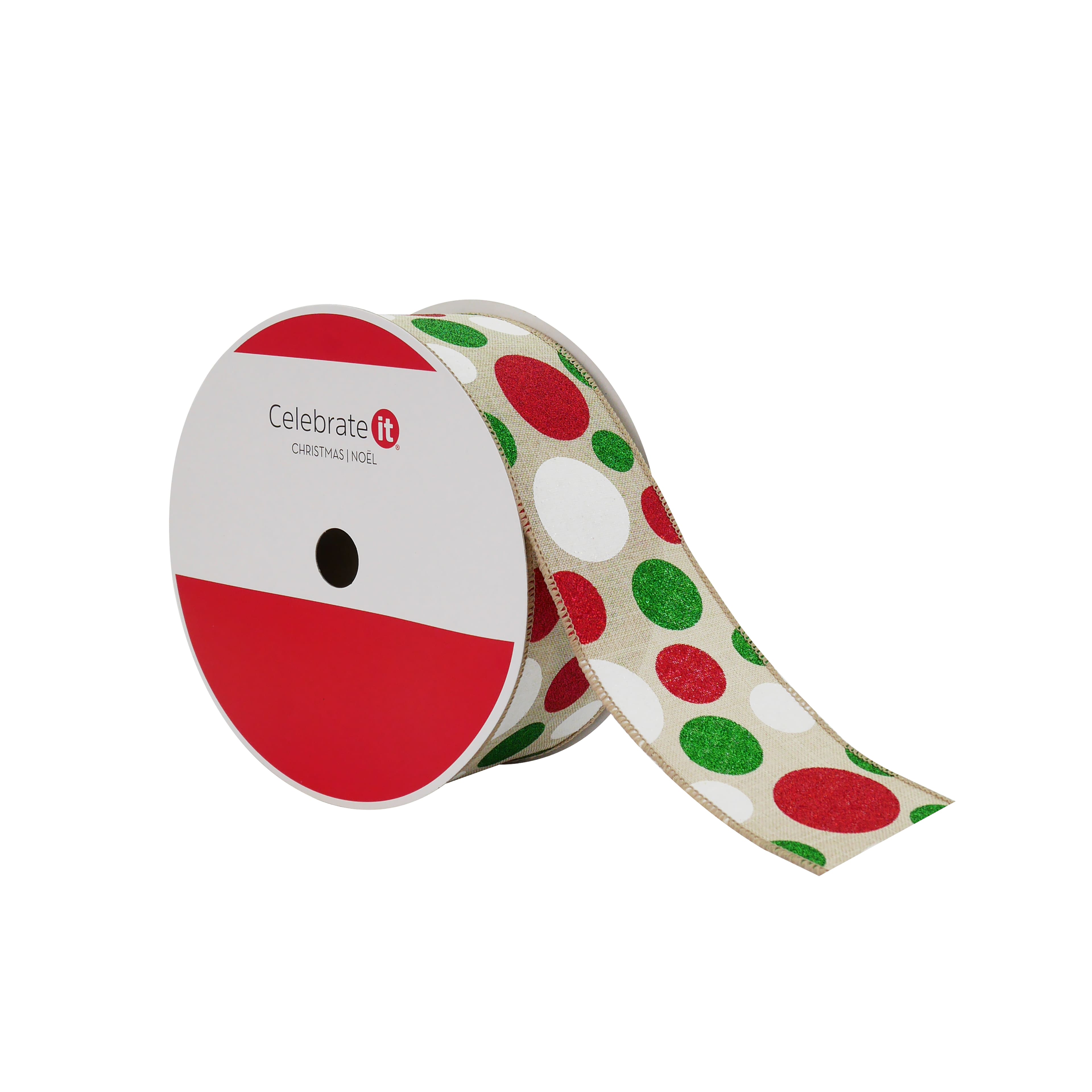 2.5&#x22; x 80ft. Whimsy Dots Wired Jumbo Ribbon by Celebrate It&#xAE;