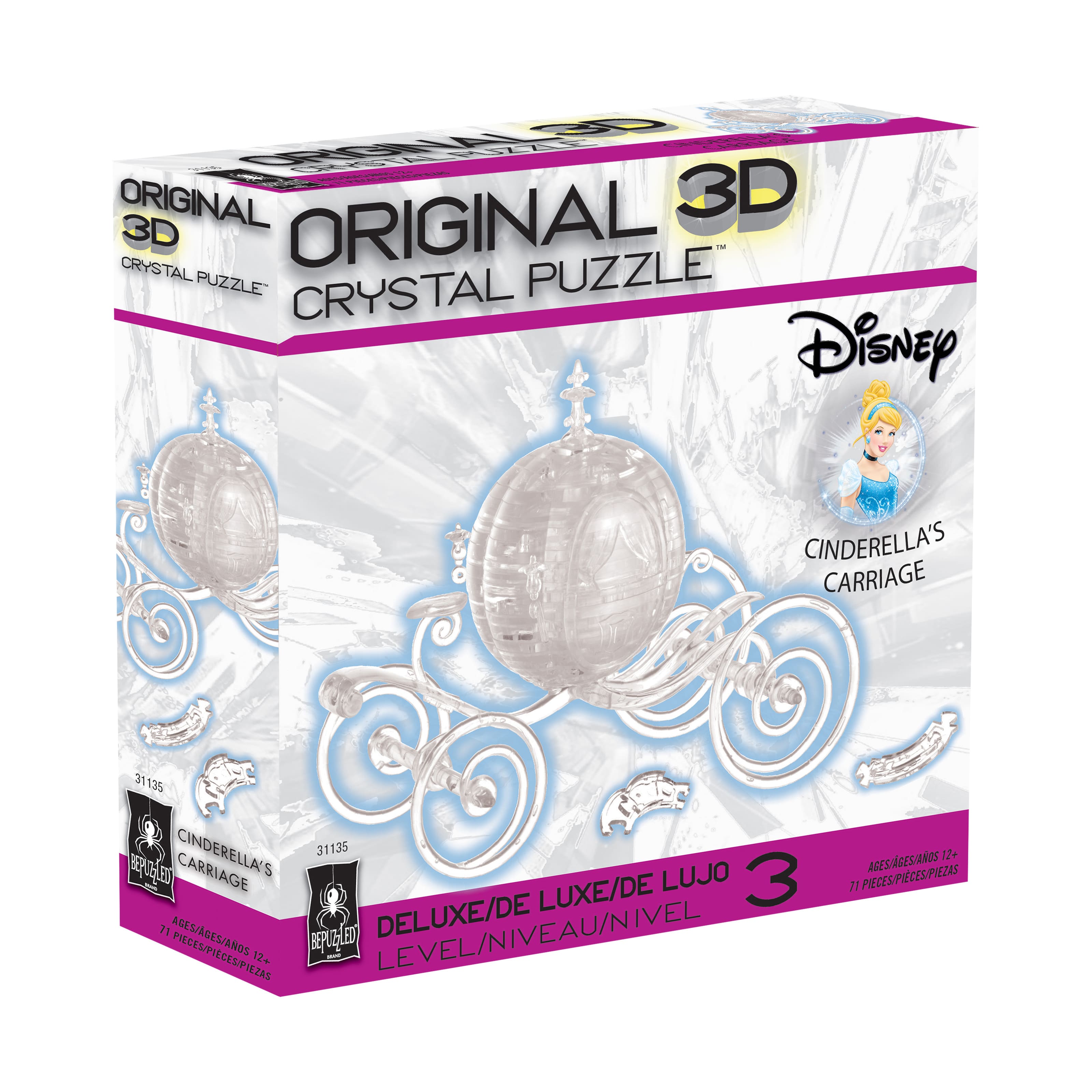 3D Crystal Puzzle - Disney Cinderella&#x27;s Carriage (Clear): 71 Pcs