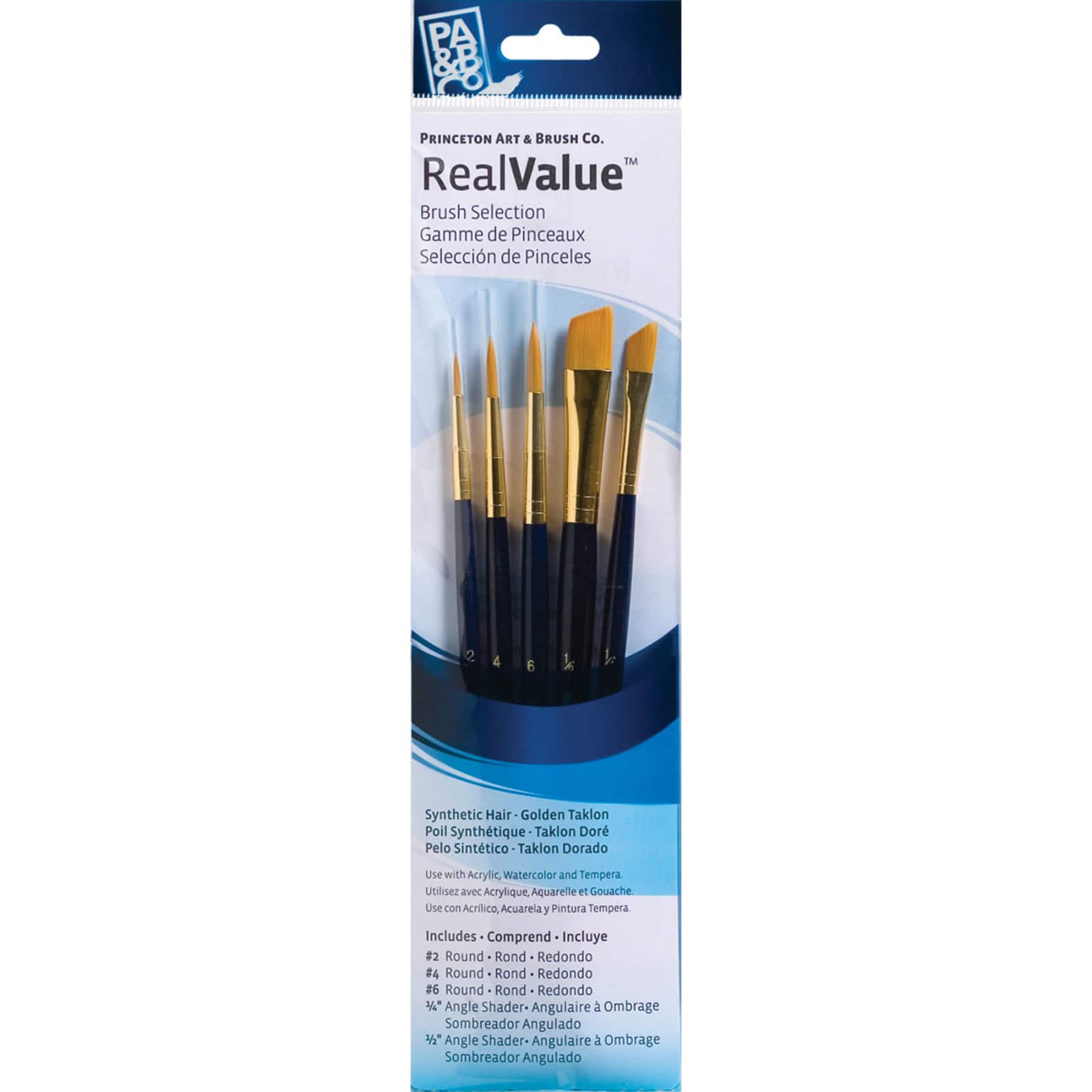 Princeton™ RealValue™ Golden Taklon Brush Set With Rounds & Angle Shaders