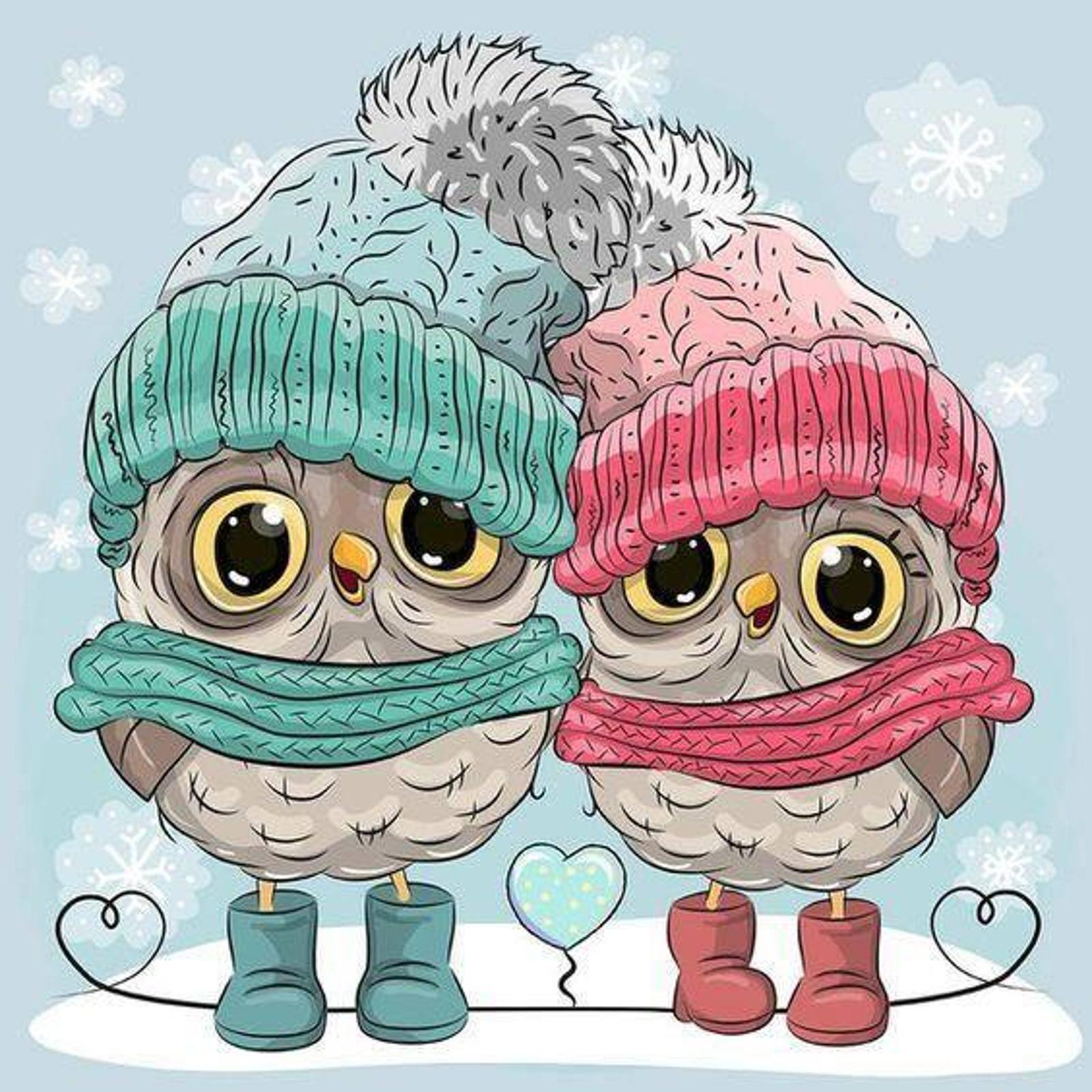 Wizardi Winter Owlets Diamond Painting Kit