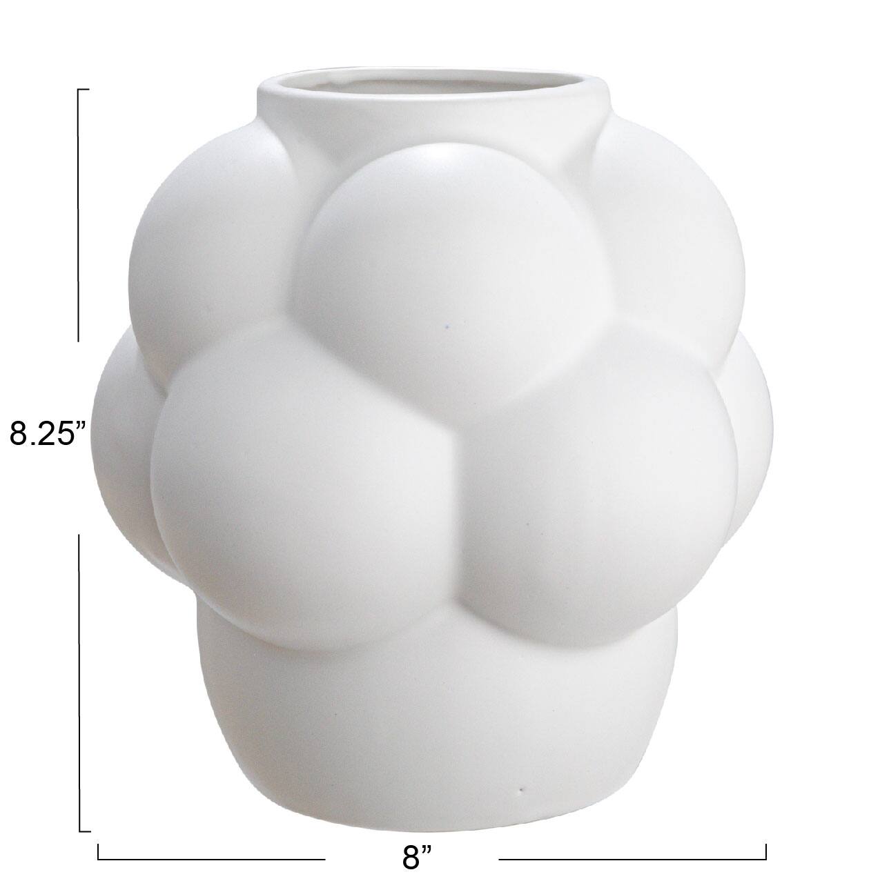Hello Honey® 8" White Raised Dots Ceramic Vase