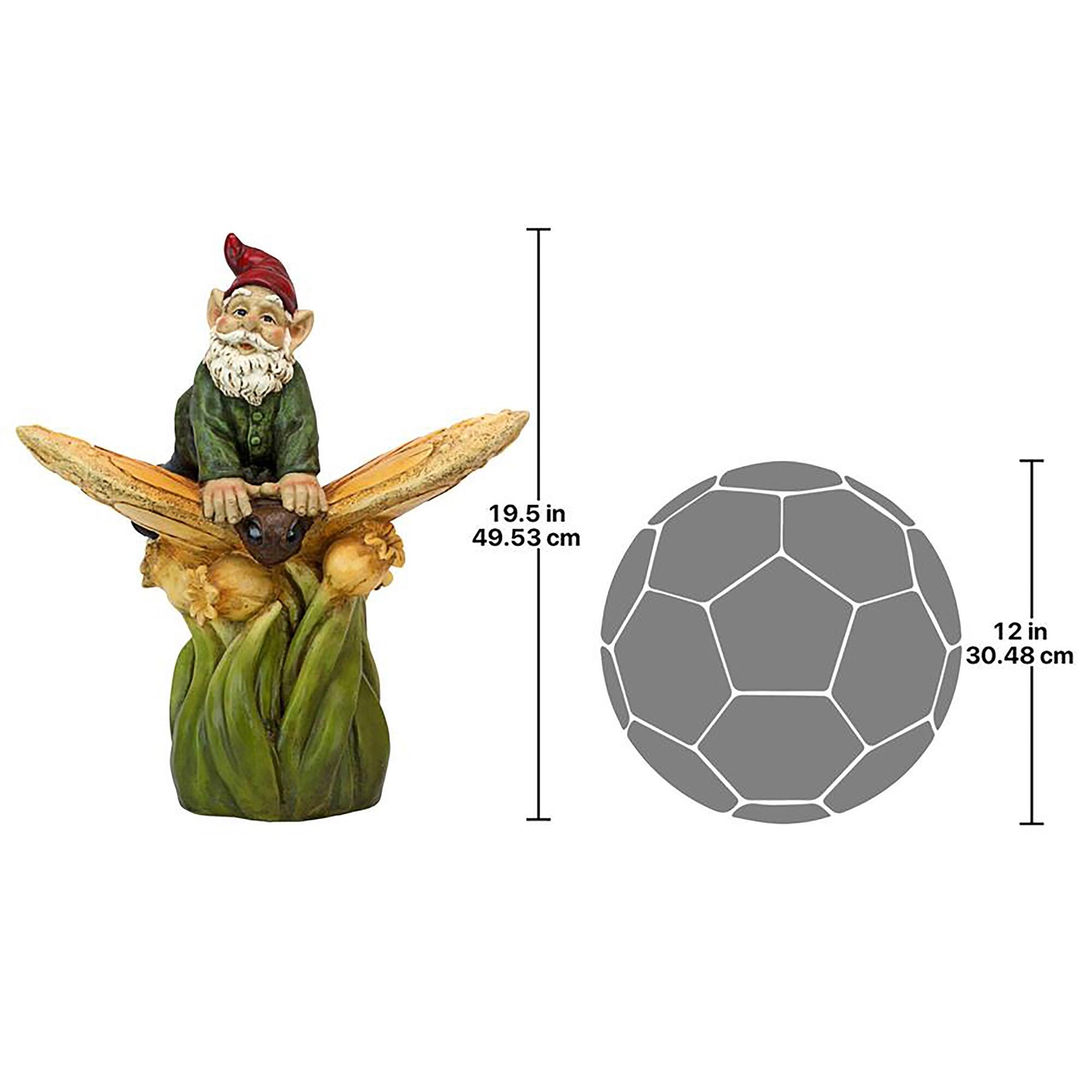 Design Toscano 19.5" On a Butterfly's Back Garden Gnome Statue