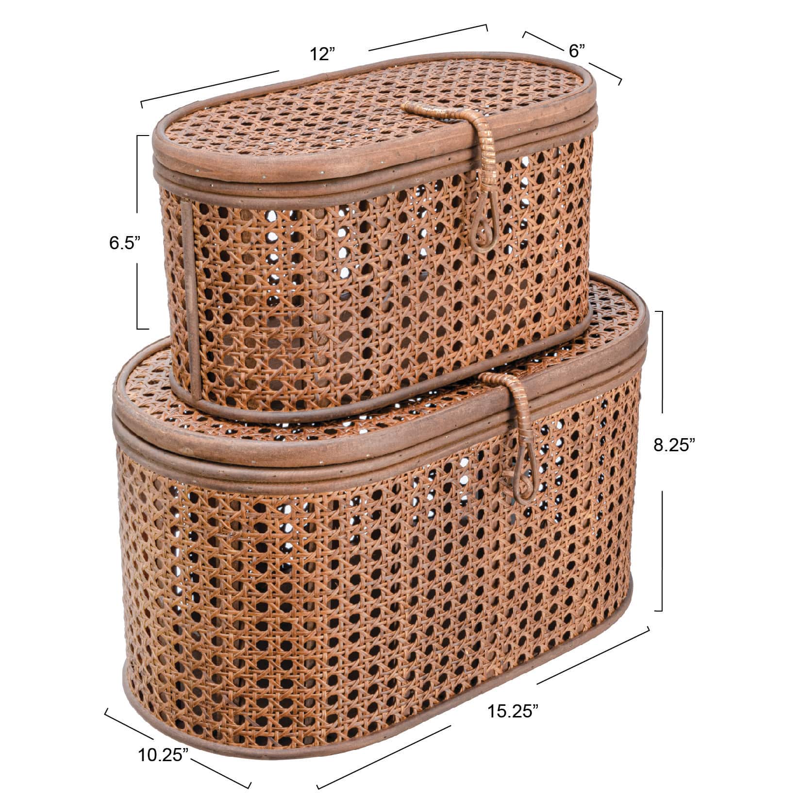 Hello Honey&#xAE; Modern Decorative Oval Woven Rattan Storage Box Set