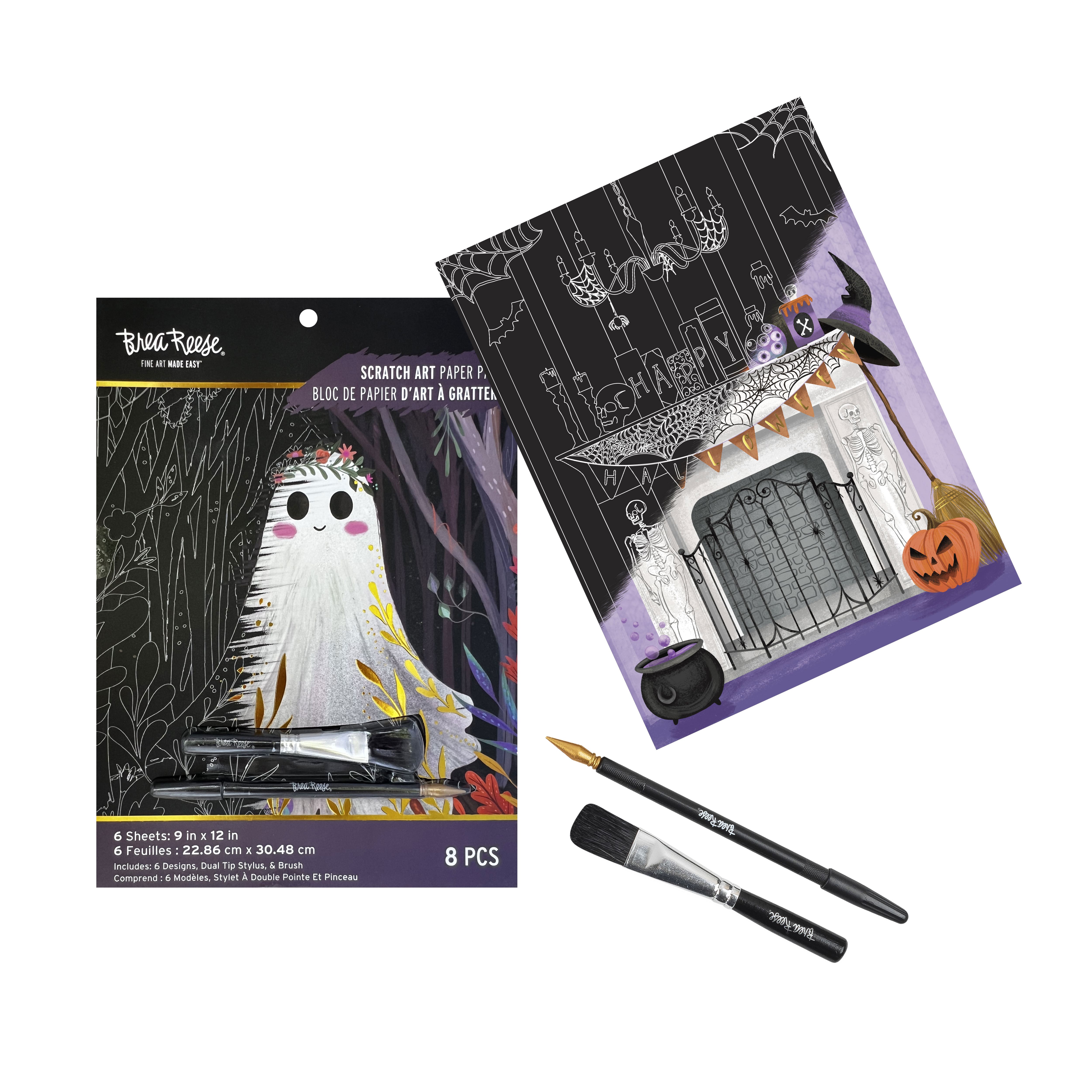 Brea Reese&#x2122; 9&#x22; x 12&#x22; Glam Ghosts Scratch Art Paper Pad