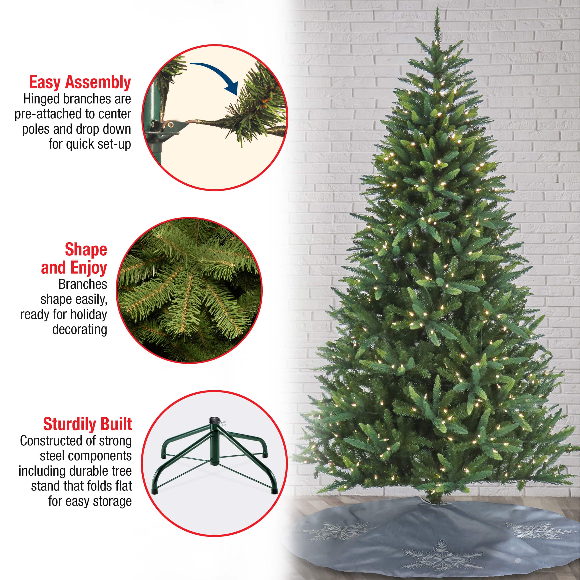 7.5ft. Pre-Lit Spada Pine Artificial Christmas Tree, Clear LED Lights