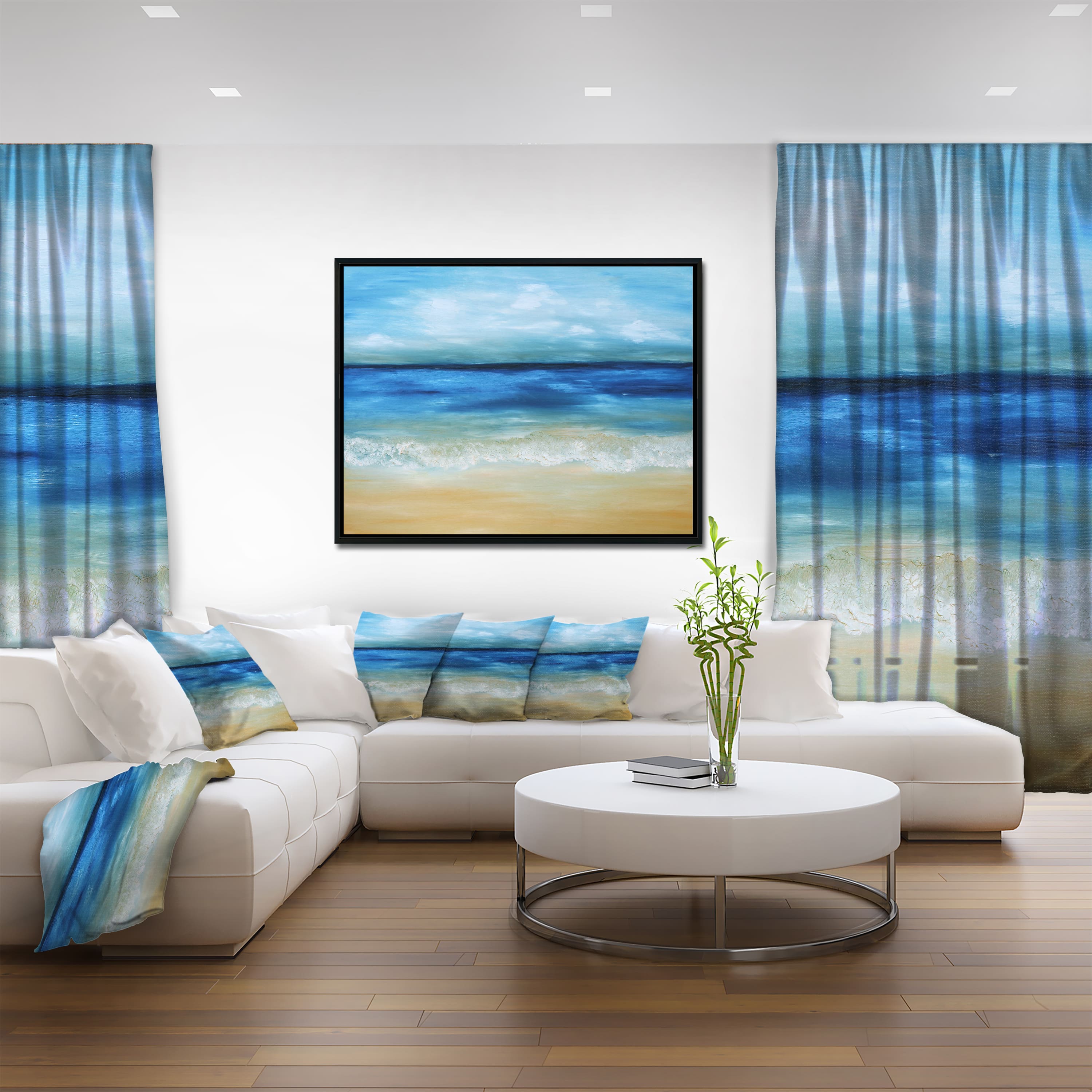 Designart - Warm Tropical Sea and Beach - Seascape Framed Canvas Art Print