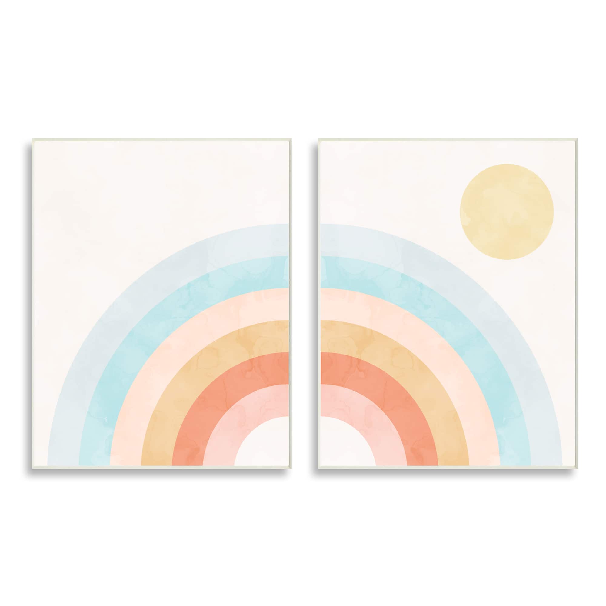 Stupell Industries Bold Summer Sun Rainbow Soft Pastel Tones Kids Wall Plaque
