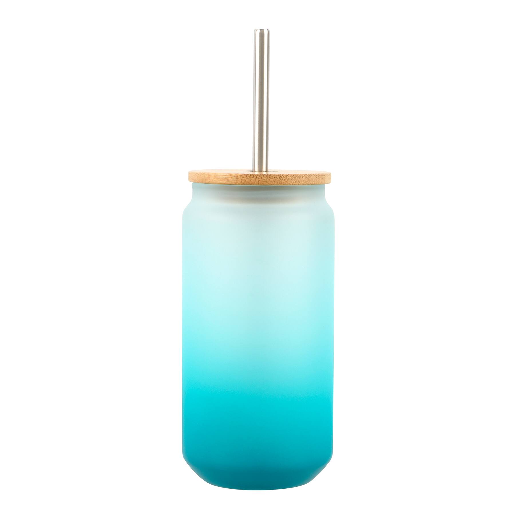 18oz. Frosted Glass Sublimation Tumbler with Bamboo Lid & Straw by Make Market®