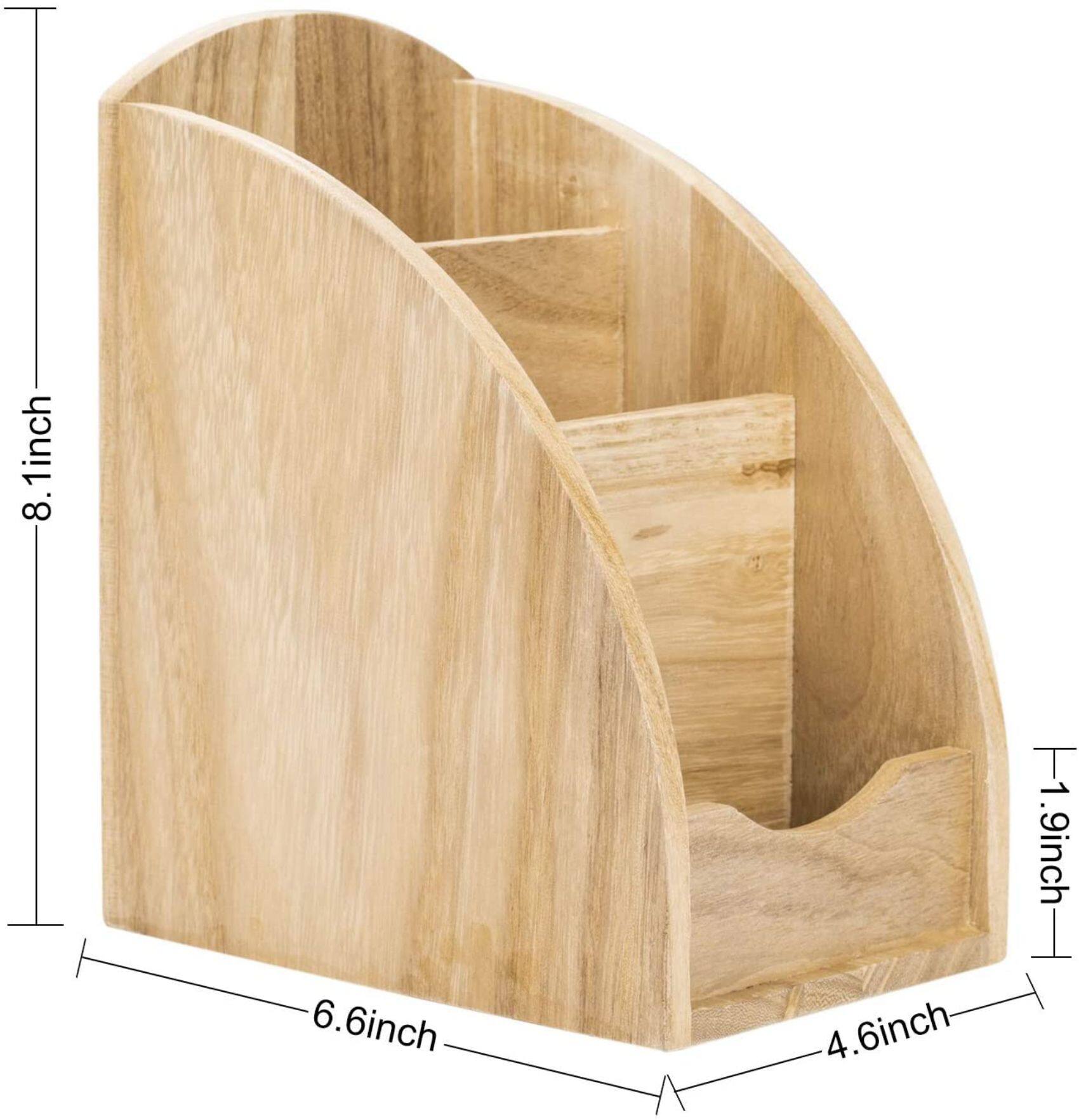 NEX™ 8" Natural 3-Slot Wood Remote Control Holder