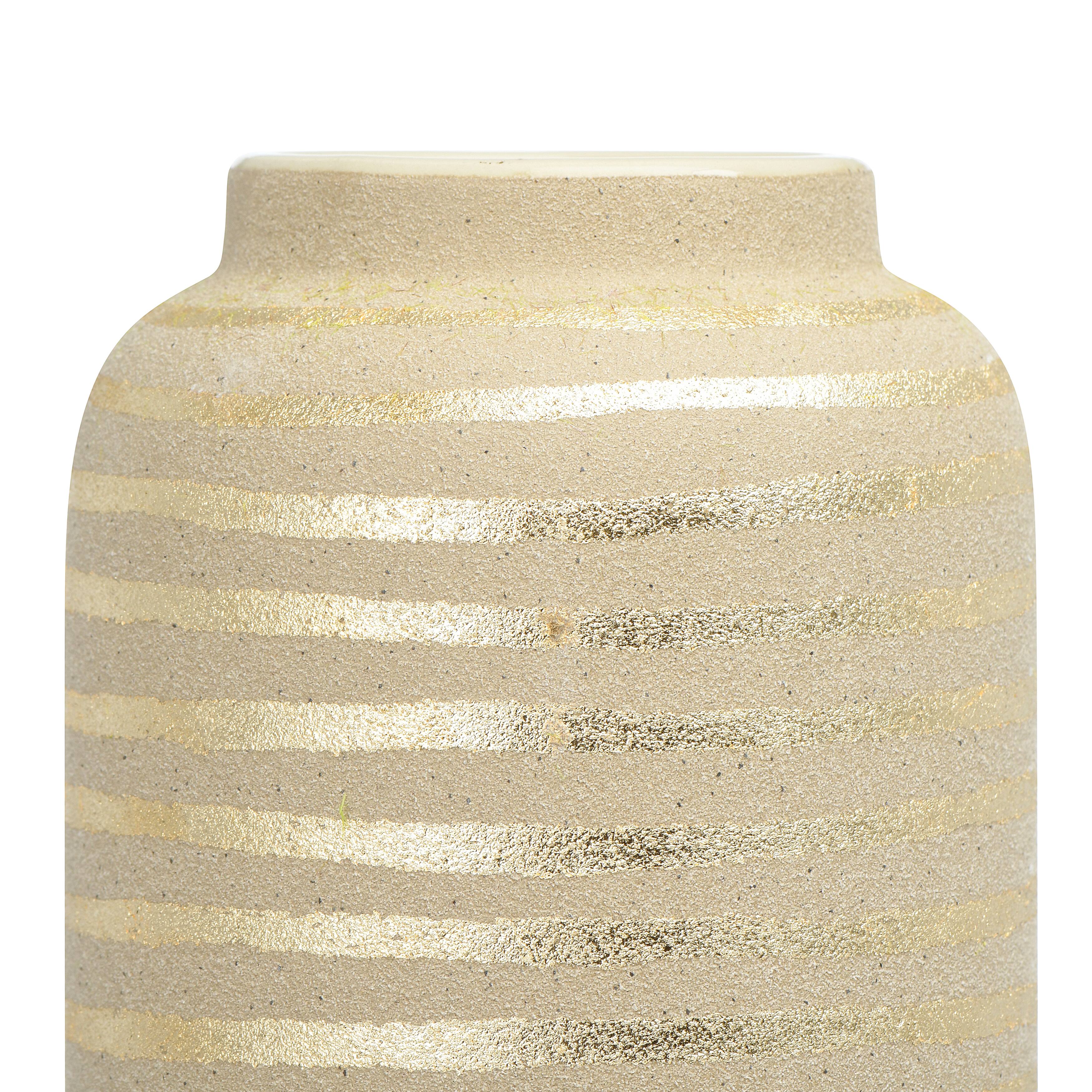 Hello Honey® 9" Gold Striped Stoneware Vase