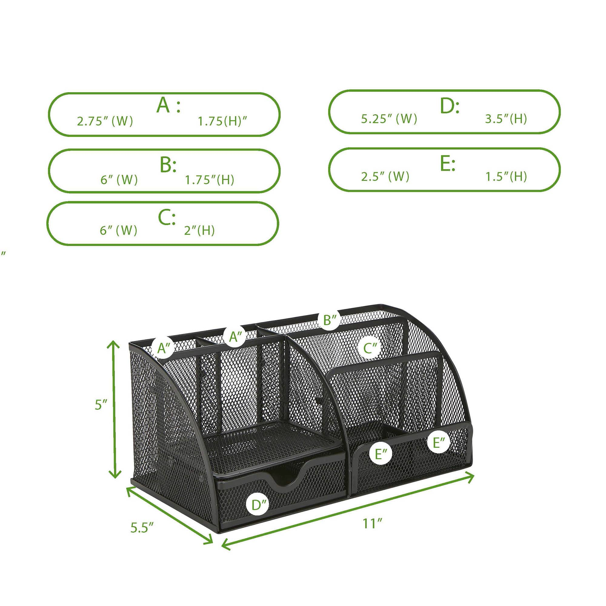 Mind Reader 7-Compartment Desk Organizer Supplies &#x26; Accessories Storage