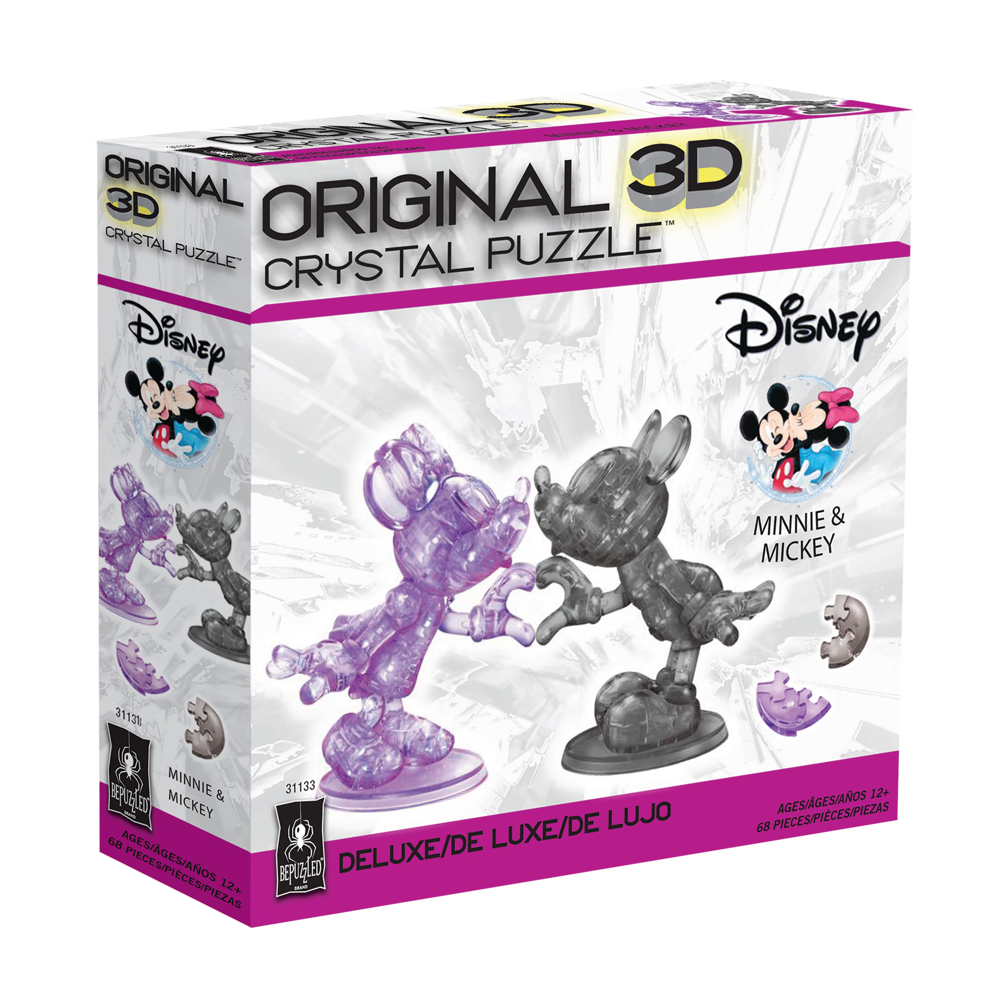 3D Crystal Puzzle - Disney Minnie & Mickey (Black/Purple): 68 Pcs