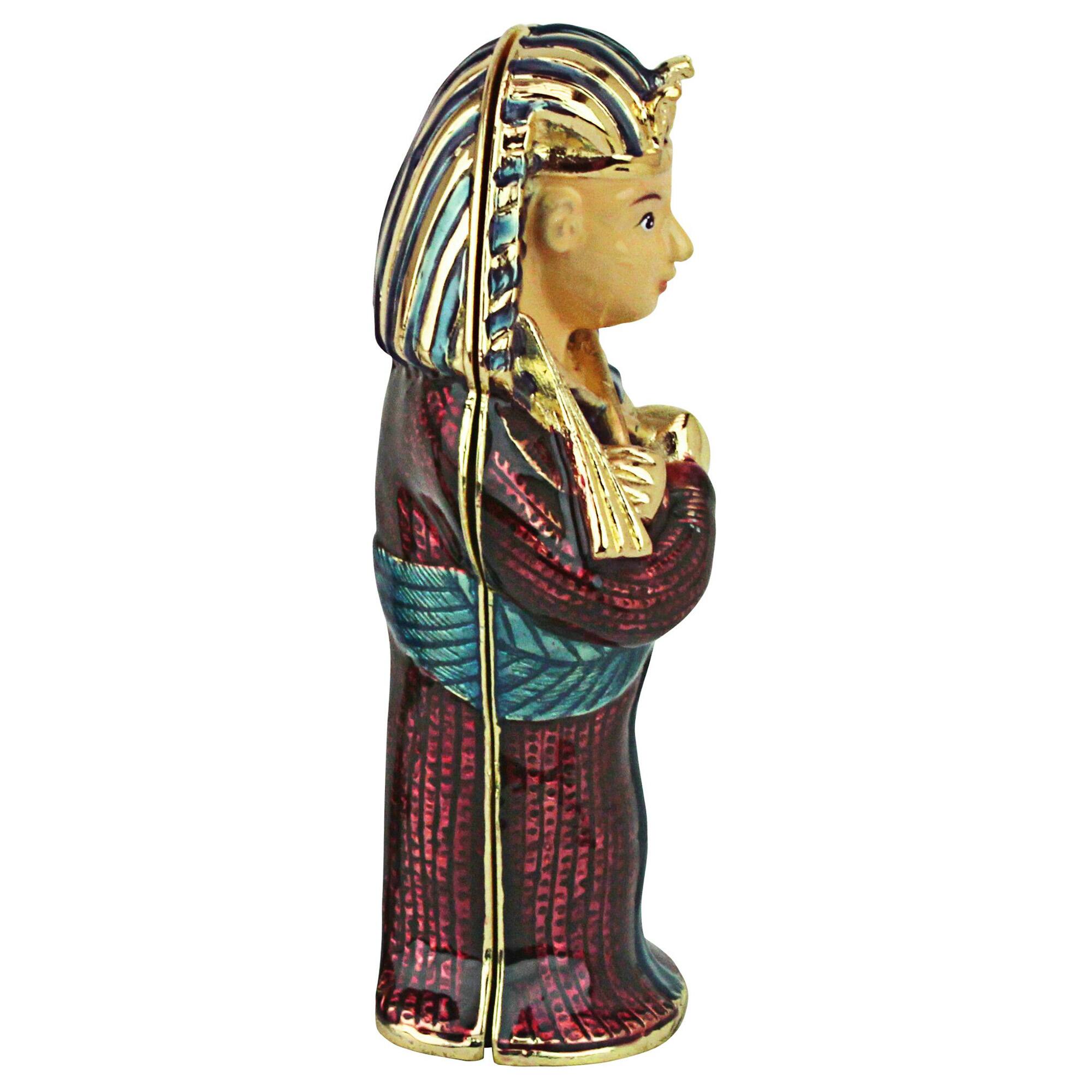 4&#x22; King Tut Sarcophagus Enamel Pewter Trinket Box