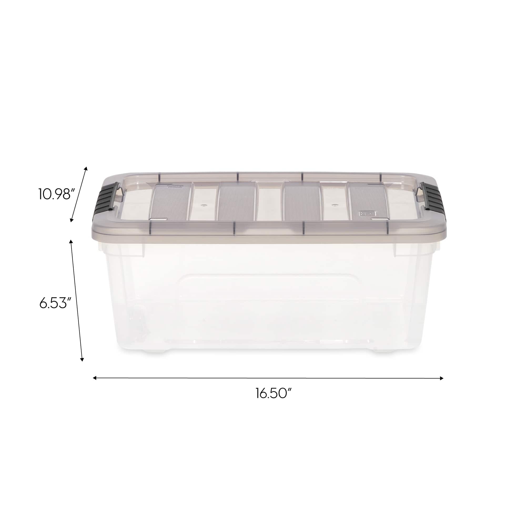 IRIS® Stack & Pull™ Clear Storage Box with Gray Lid