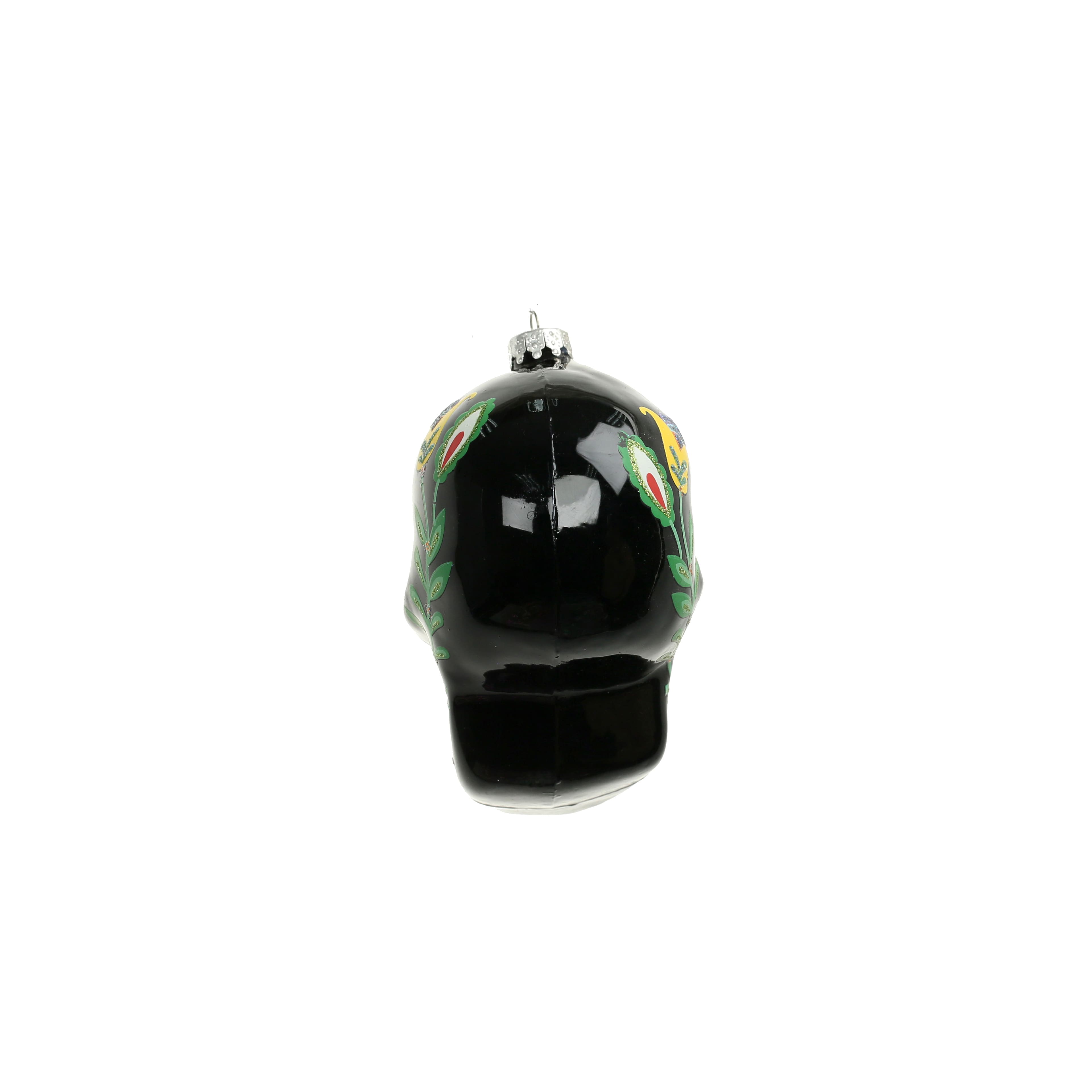 3.75&#x22; Black Sugar Skull Glass Ornament by Ashland&#xAE;
