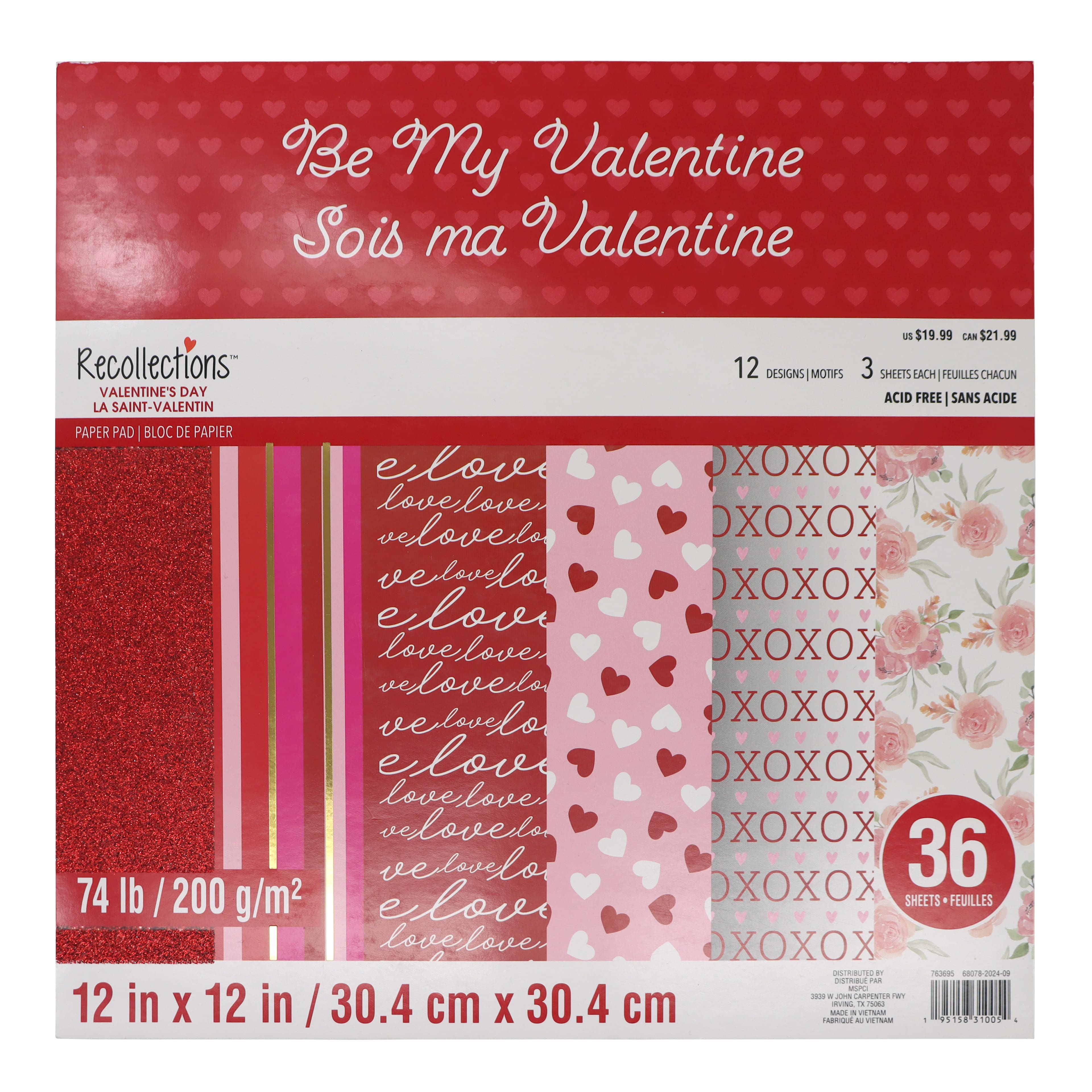 12&#x22; x 12&#x22; Be My Valentine Paper Pad by Recollections&#x2122;, 36 Sheets