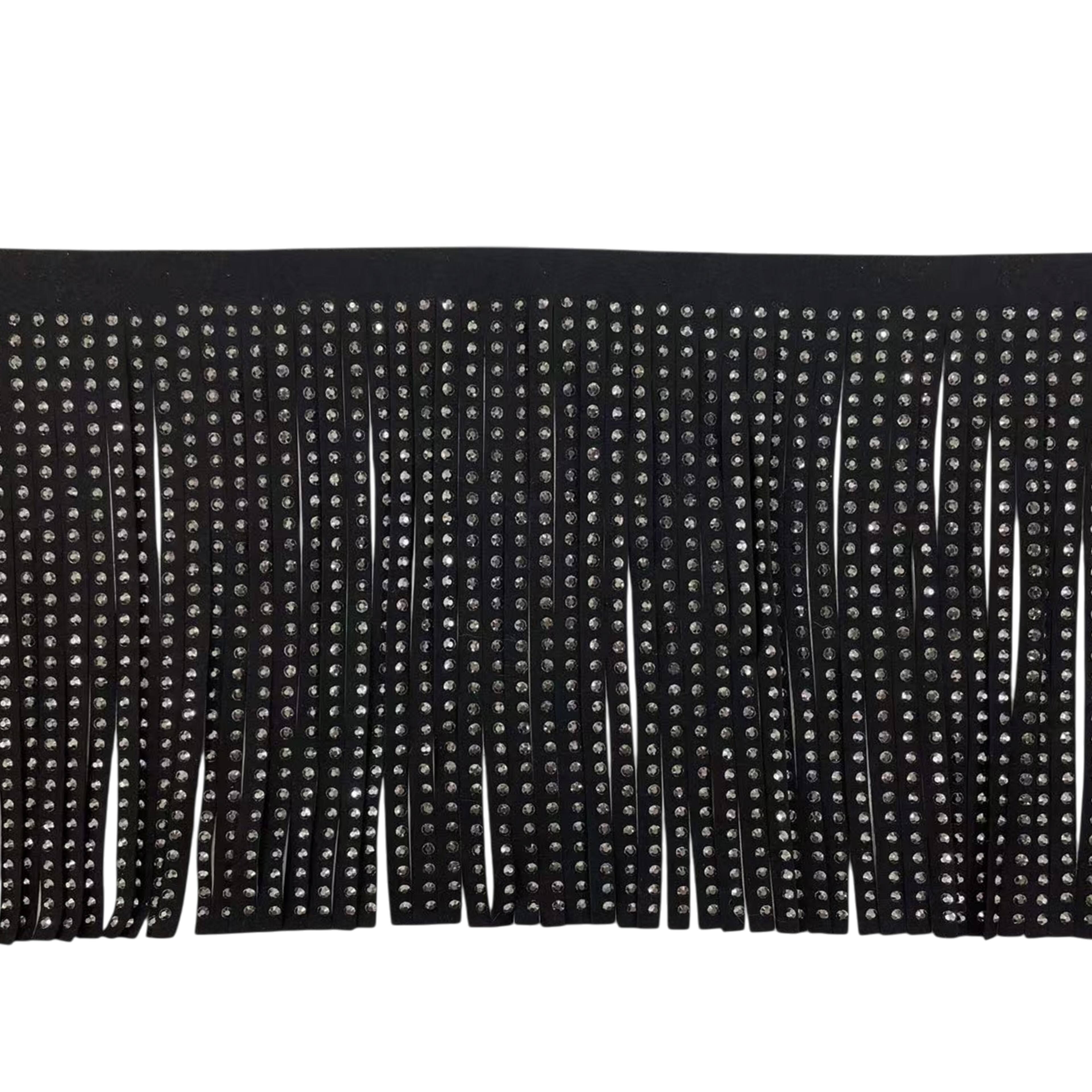5.5" Faux Leather Rhinestone Fringe Trim by Celebrate It®
