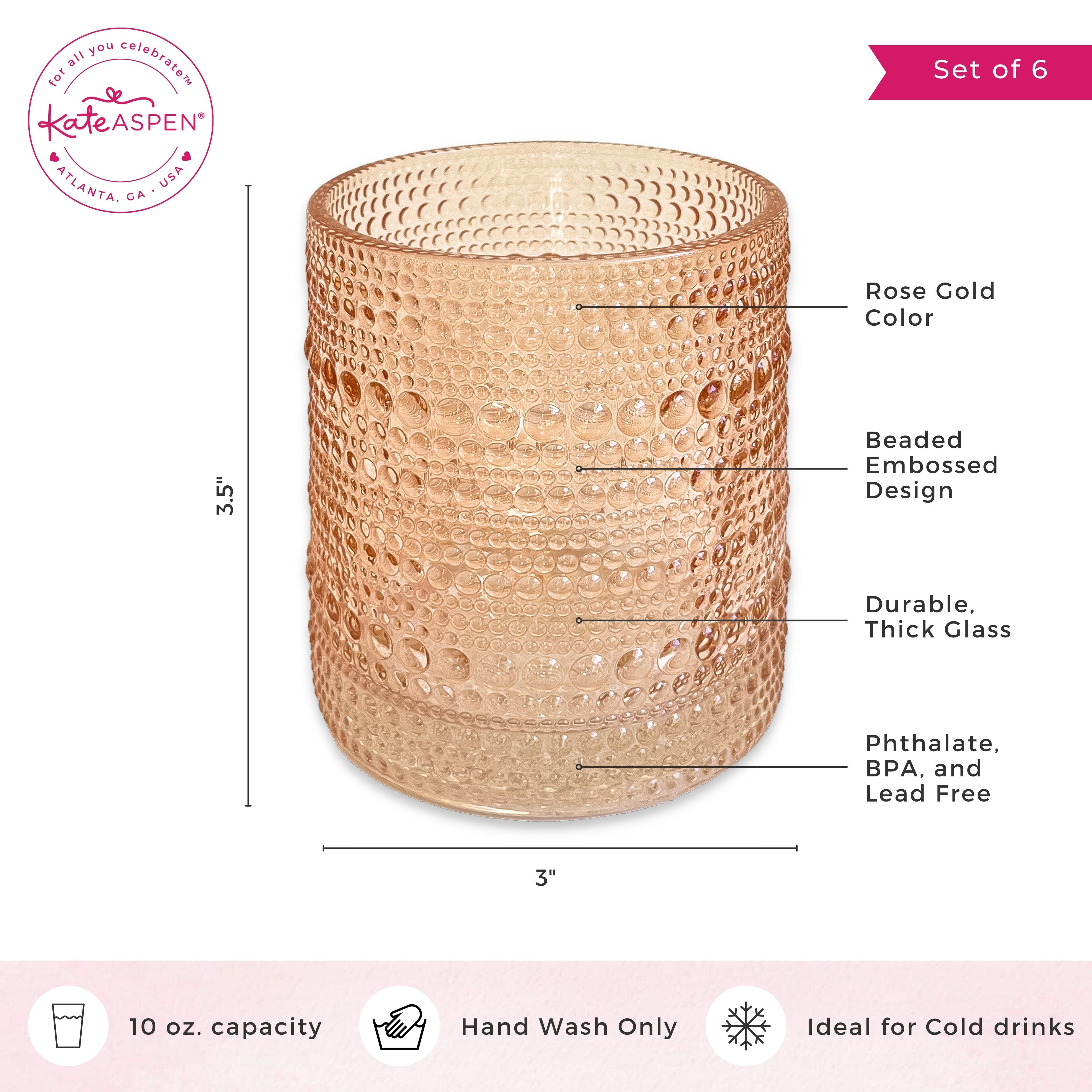 Kate Aspen® 10oz. Textured Beaded Rose Gold Glass, 6ct.