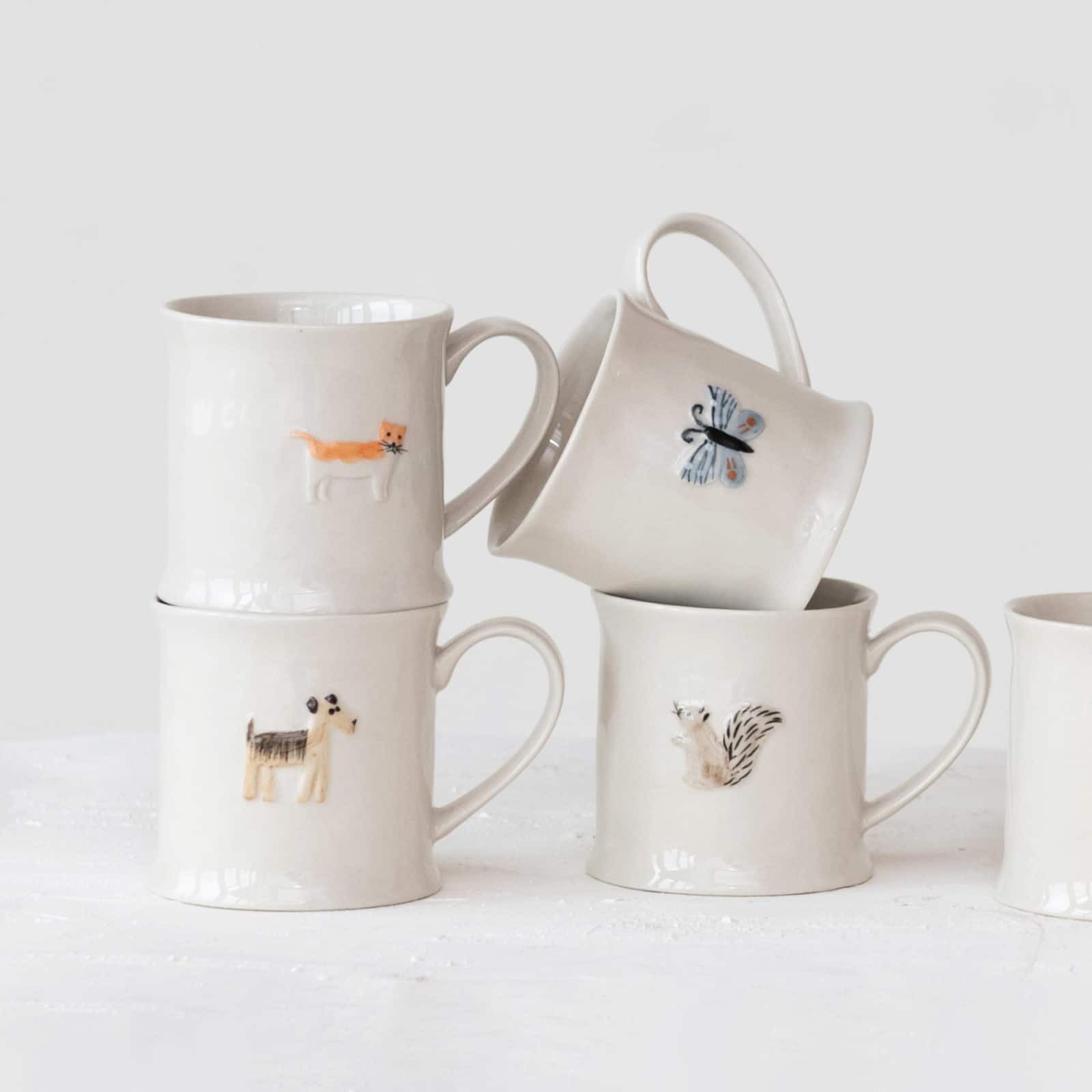 Hello Honey® 3.25" Eclectic Fauna Stoneware Mug Set