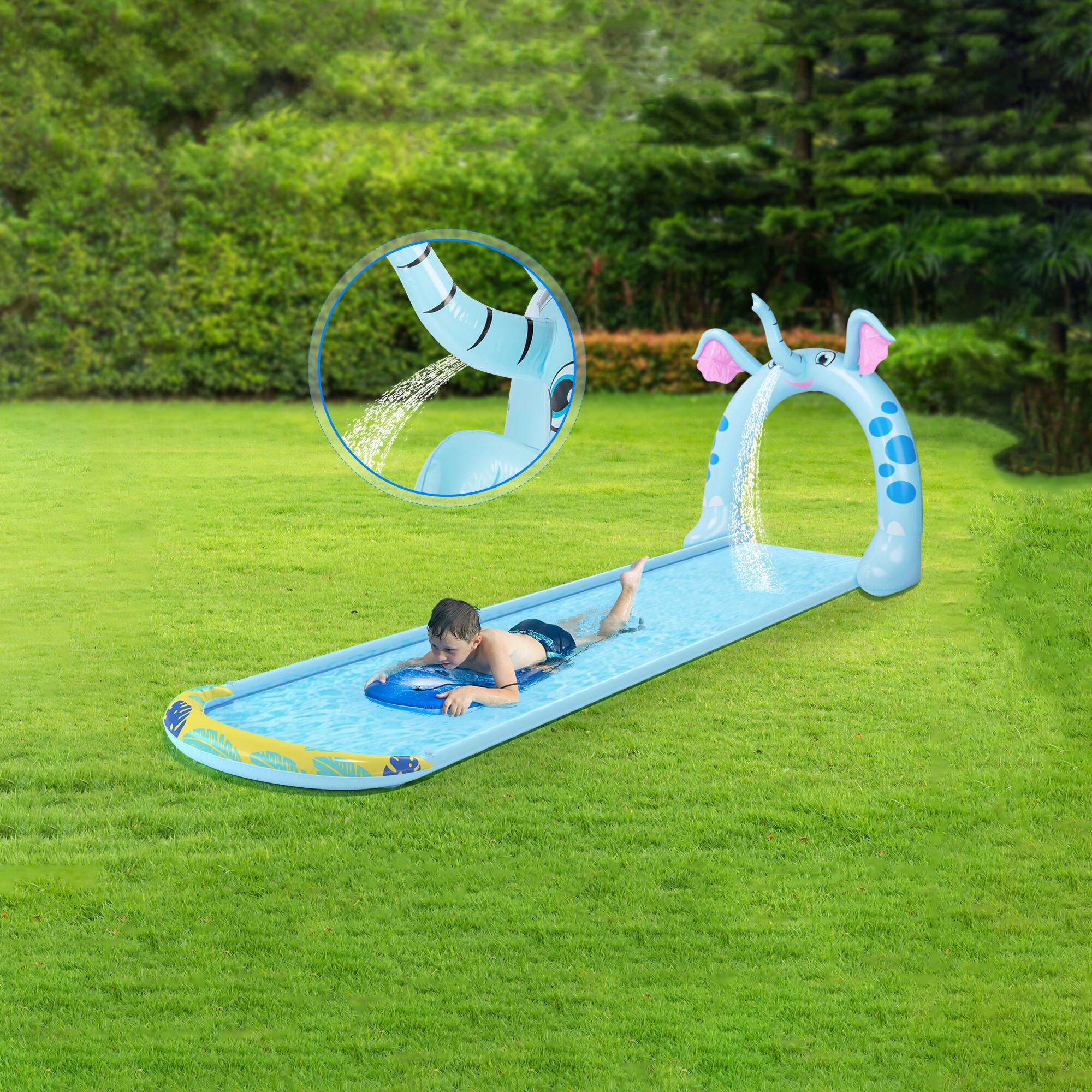 Pool Central&#xAE; 16ft. Inflatable Elephant Arch Sprayer Slide Outdoor Kids Water Toy