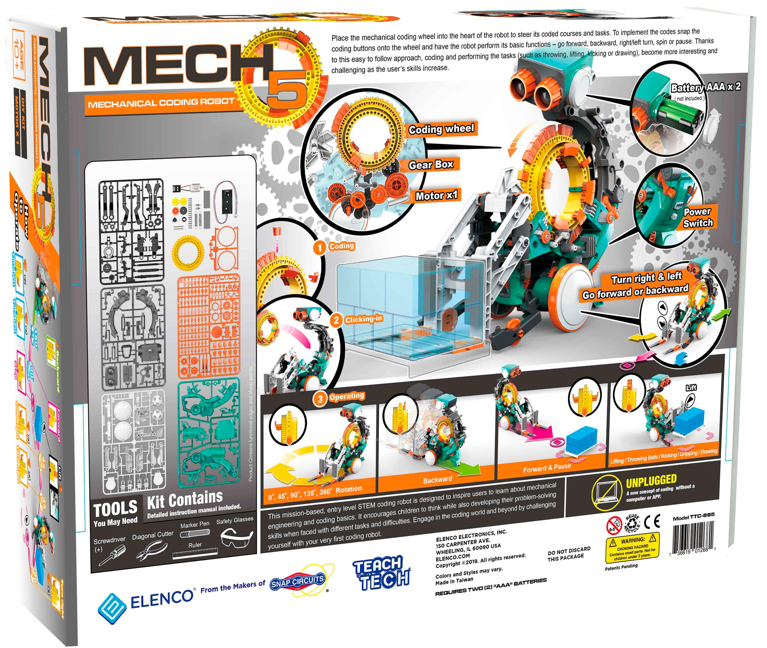 Elenco&#xAE; Teach Tech&#x2122; Mech-5 Programable Mechanical Robot Coding Kit