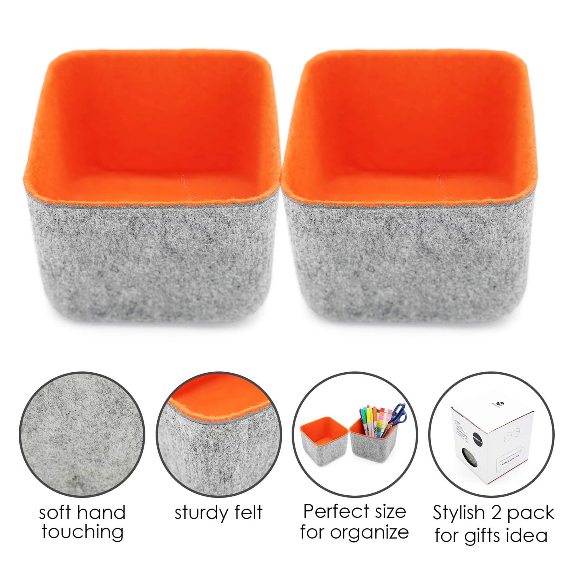 Welaxy Felt 2 Piece Storage Cubes