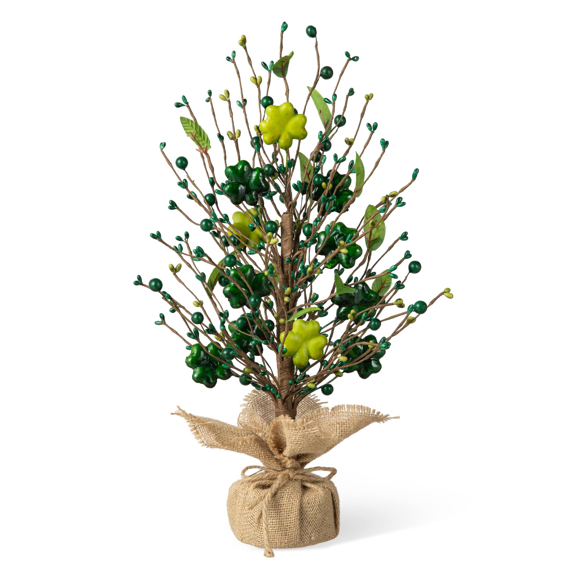 Glitzhome&#xAE; 18&#x22; St Patrick&#x27;s Shamrock and Berry Table Tree