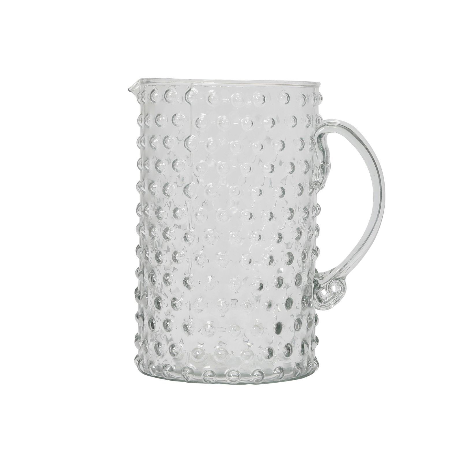 Clear Hand-Blown Hobnail Glass Pitcher