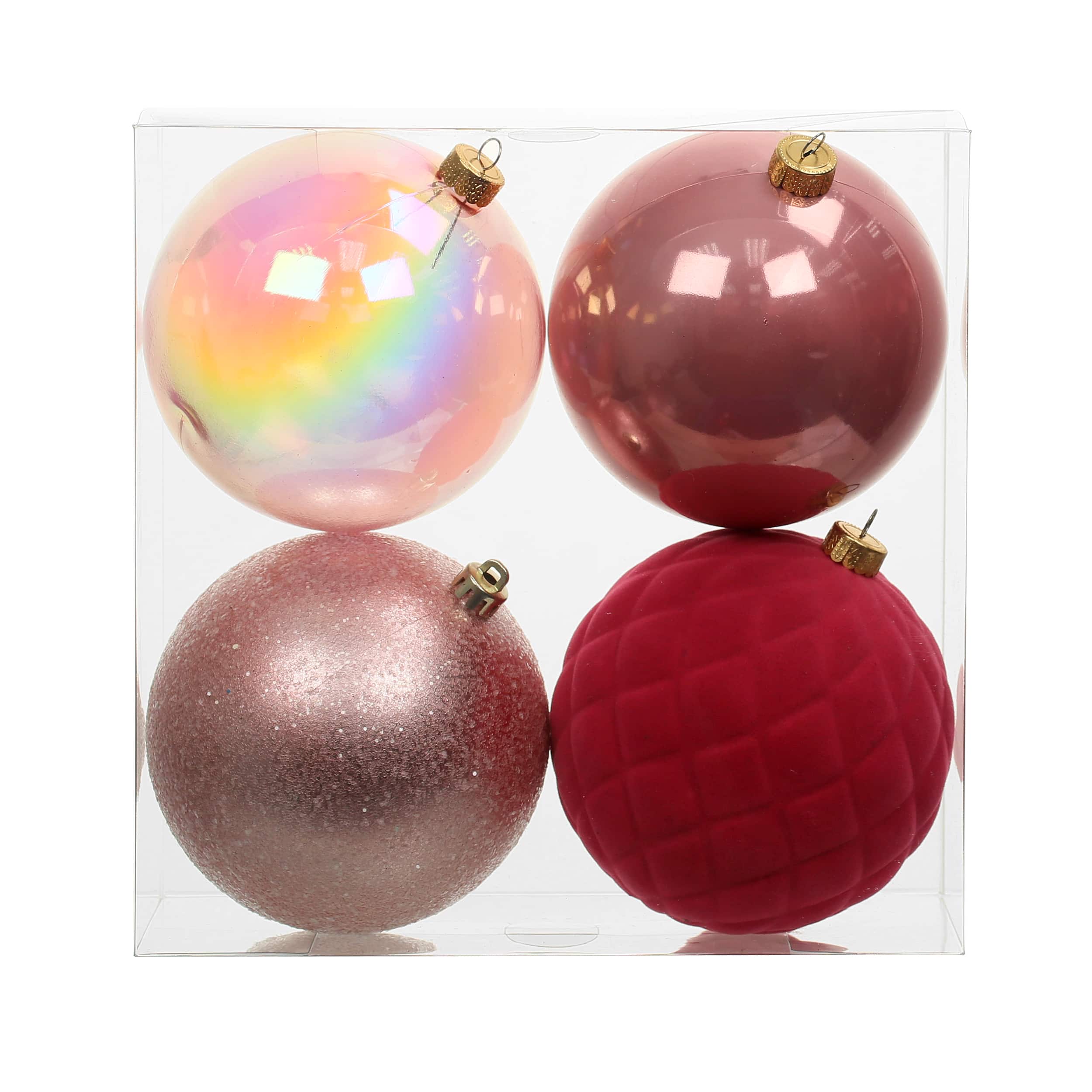 Assorted 4 Pack 4.7&#x22; Pink &#x26; Red Shatterproof Ball Ornaments, 1pc. by Ashland&#xAE;