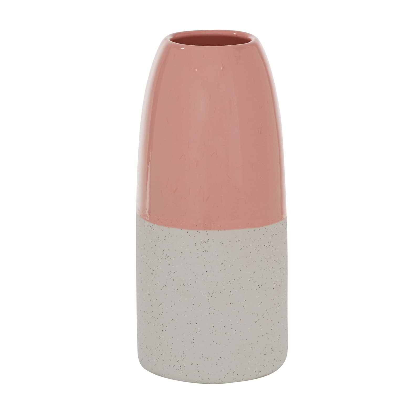 Pink Ceramic Modern Vase, 11&#x22; x 5&#x22; x 5&#x22;