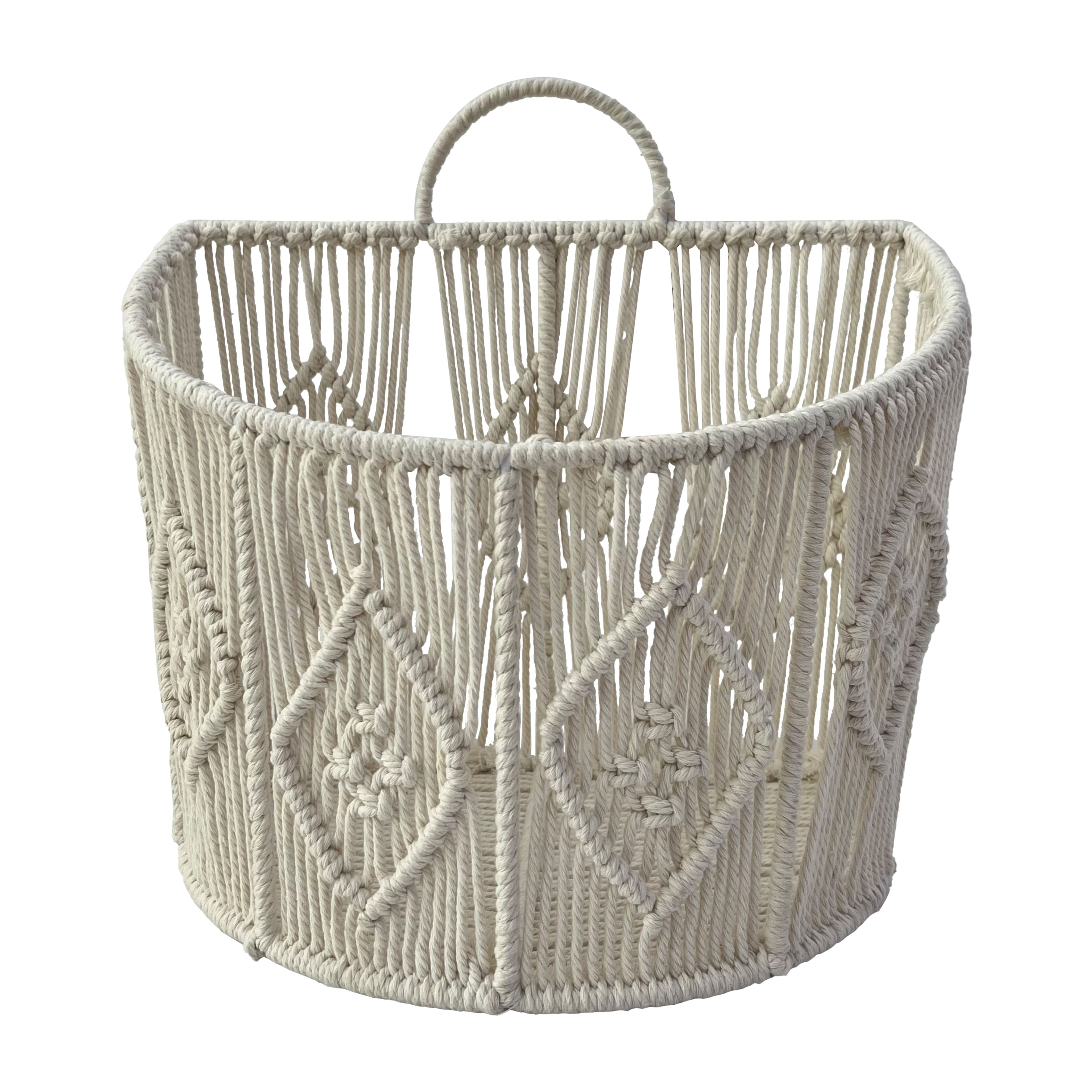 Large White Macrame Hanging Basket by Ashland&#xAE;