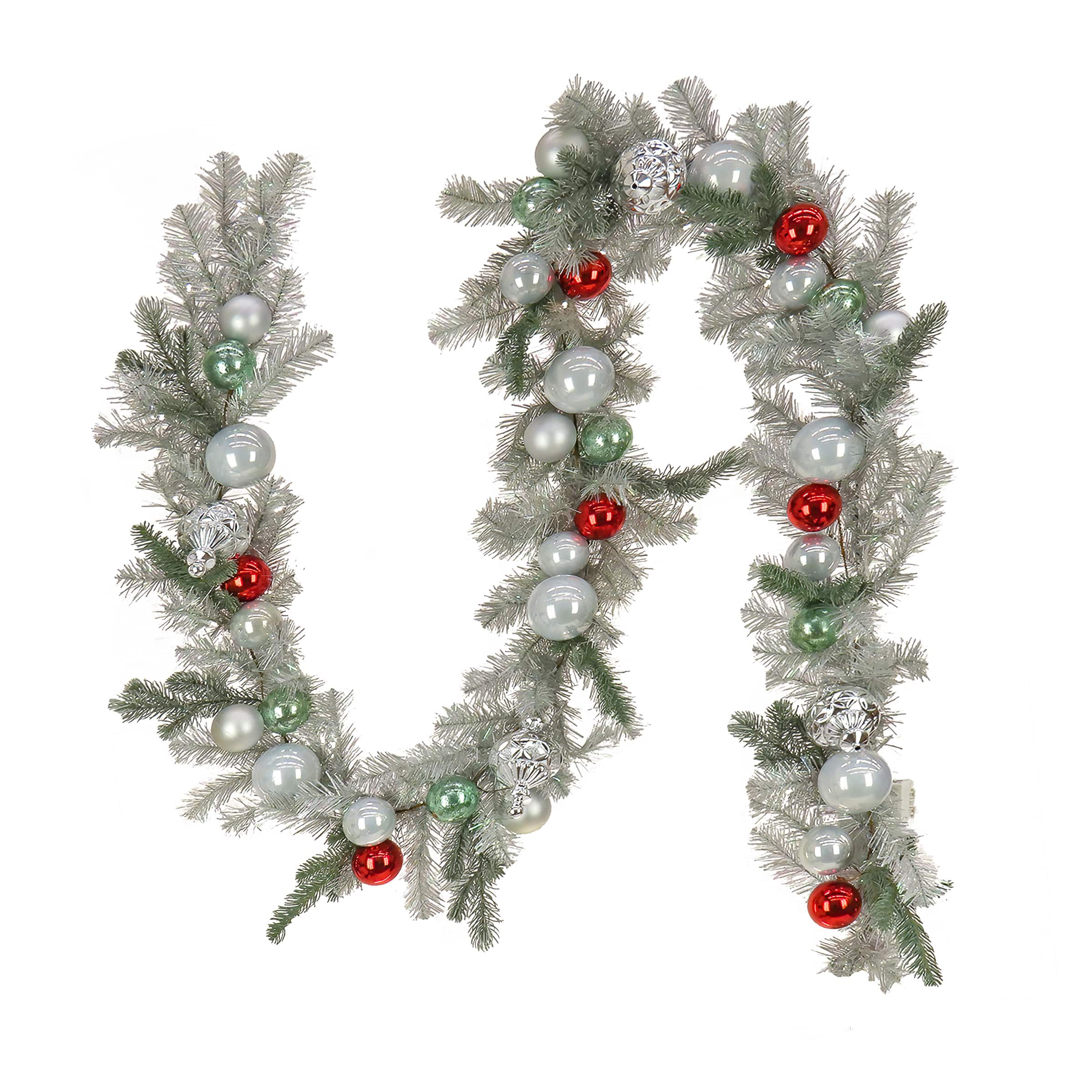 9ft. Christmas Be Merry Trimmed Silver Garland, 75 Pure White LED Lights