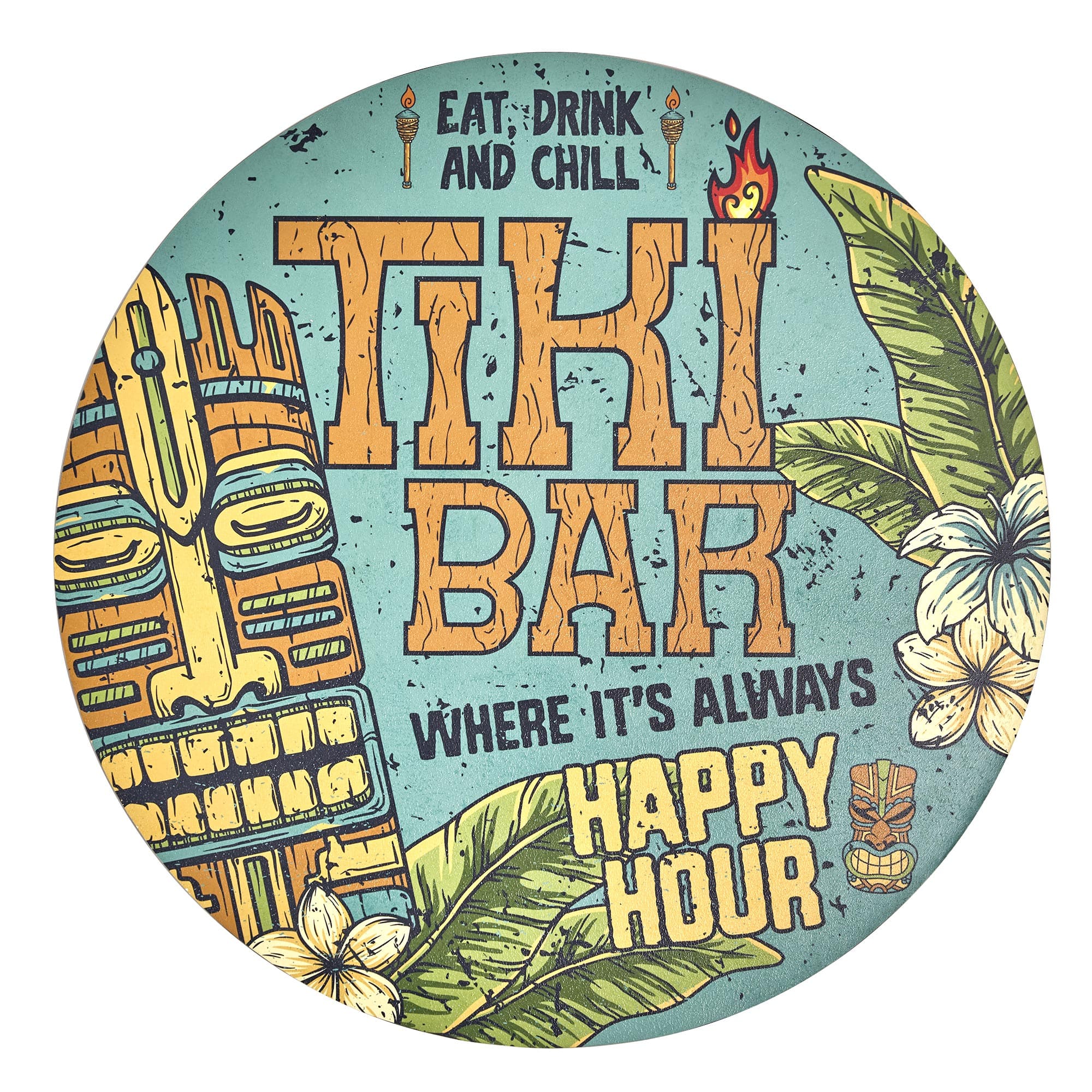 American Art Decor Tiki Bar Round MDF Wall Plaque - 20" x 20" x 0.35"