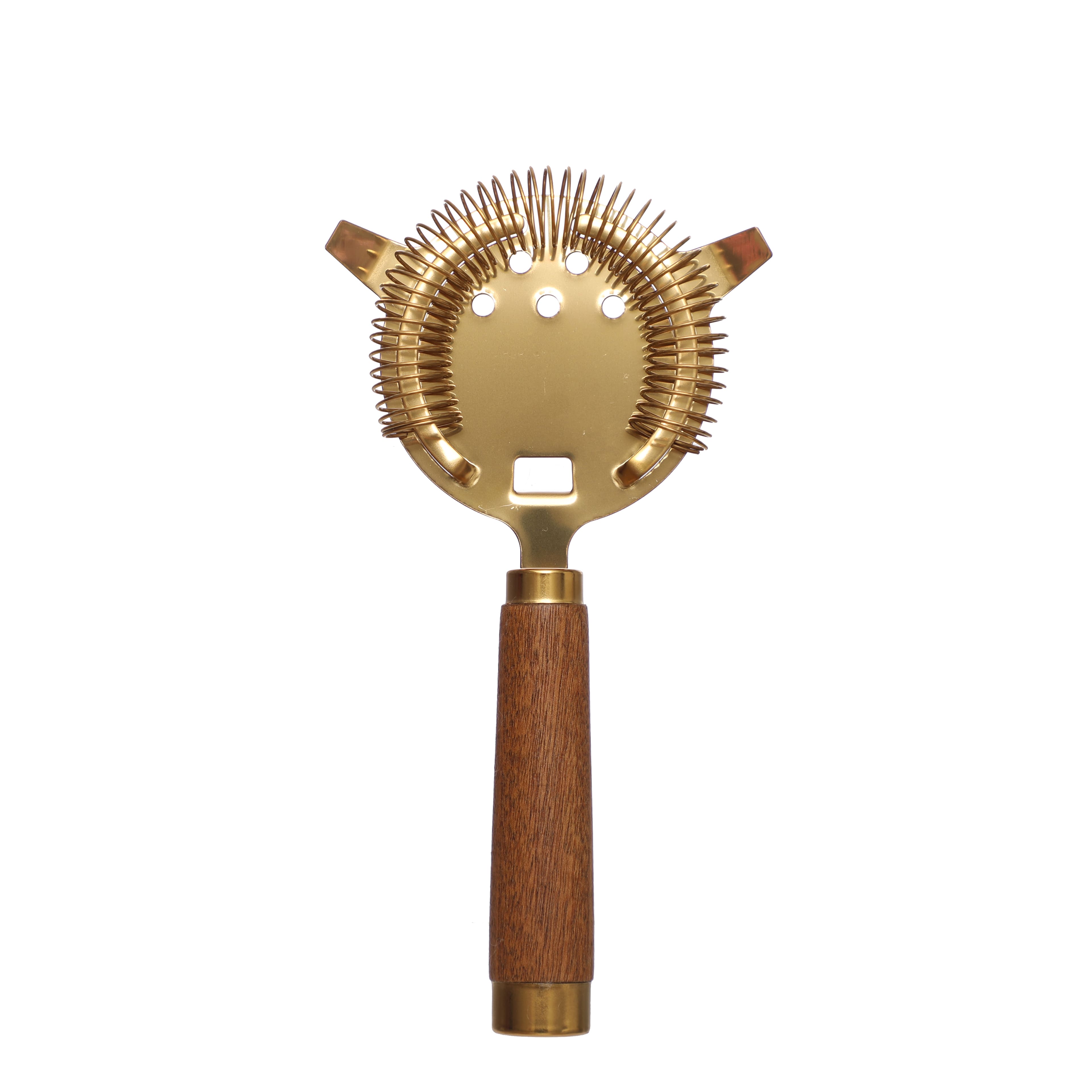 7.75&#x22; Gold Metal &#x26; Wood Cocktail Strainer by Ashland&#xAE;