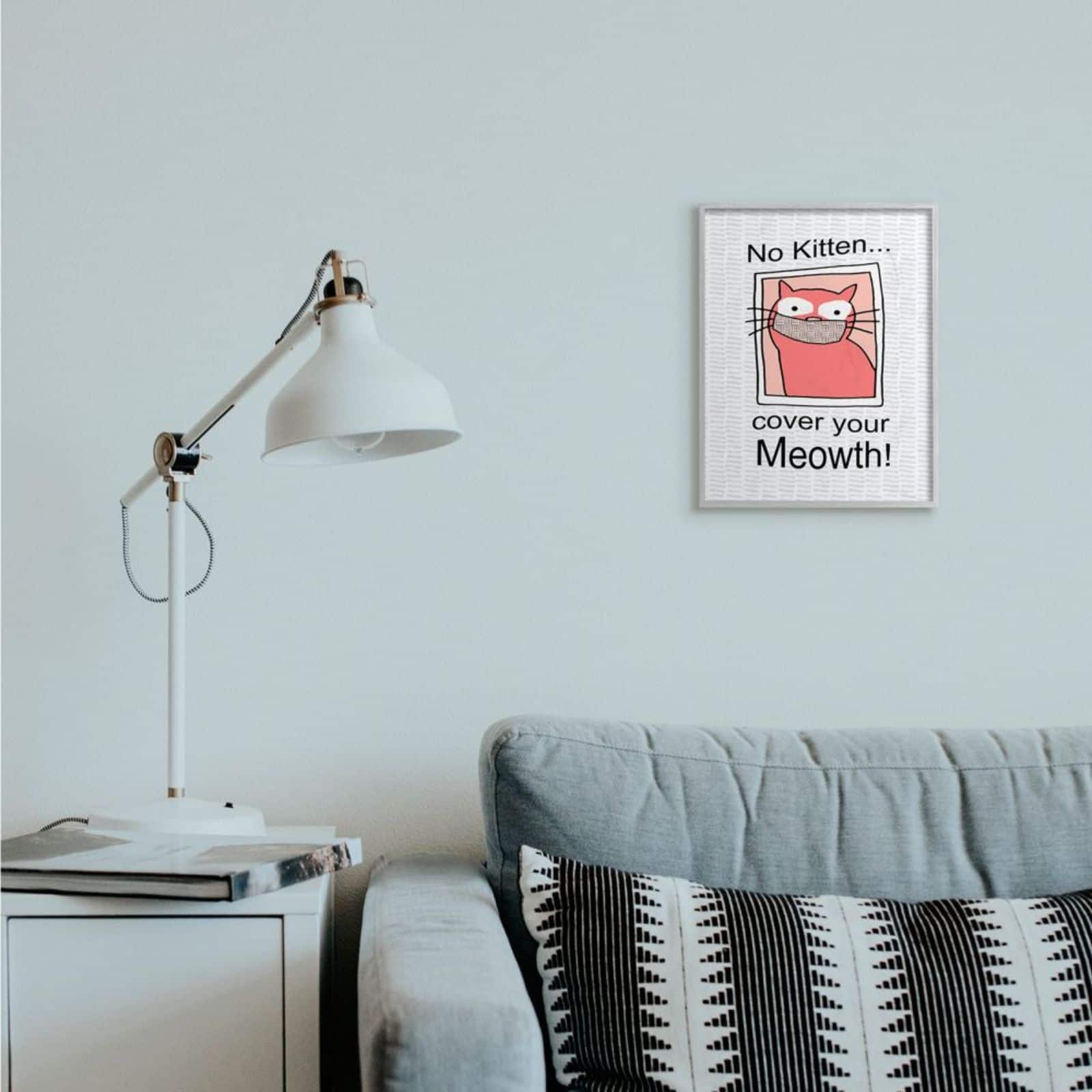 Stupell Industries No Kitten Cover Your Meowth Wall Art in Gray Frame