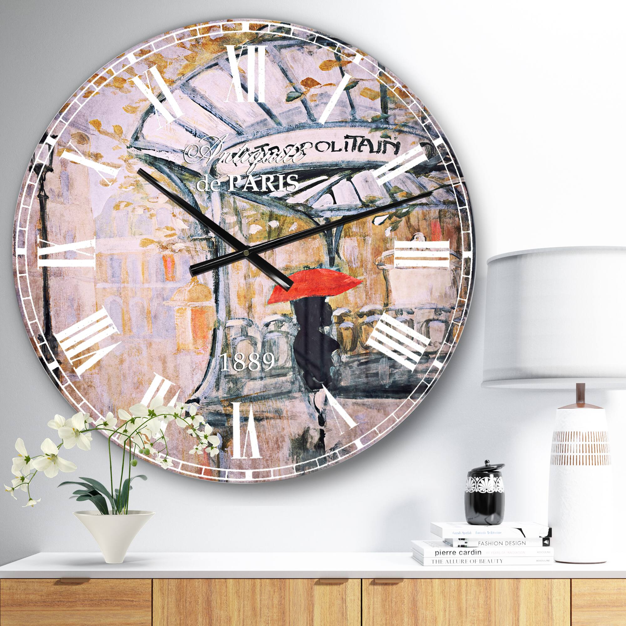 Designart 'Love In Paris Iv French Country Wall Clock