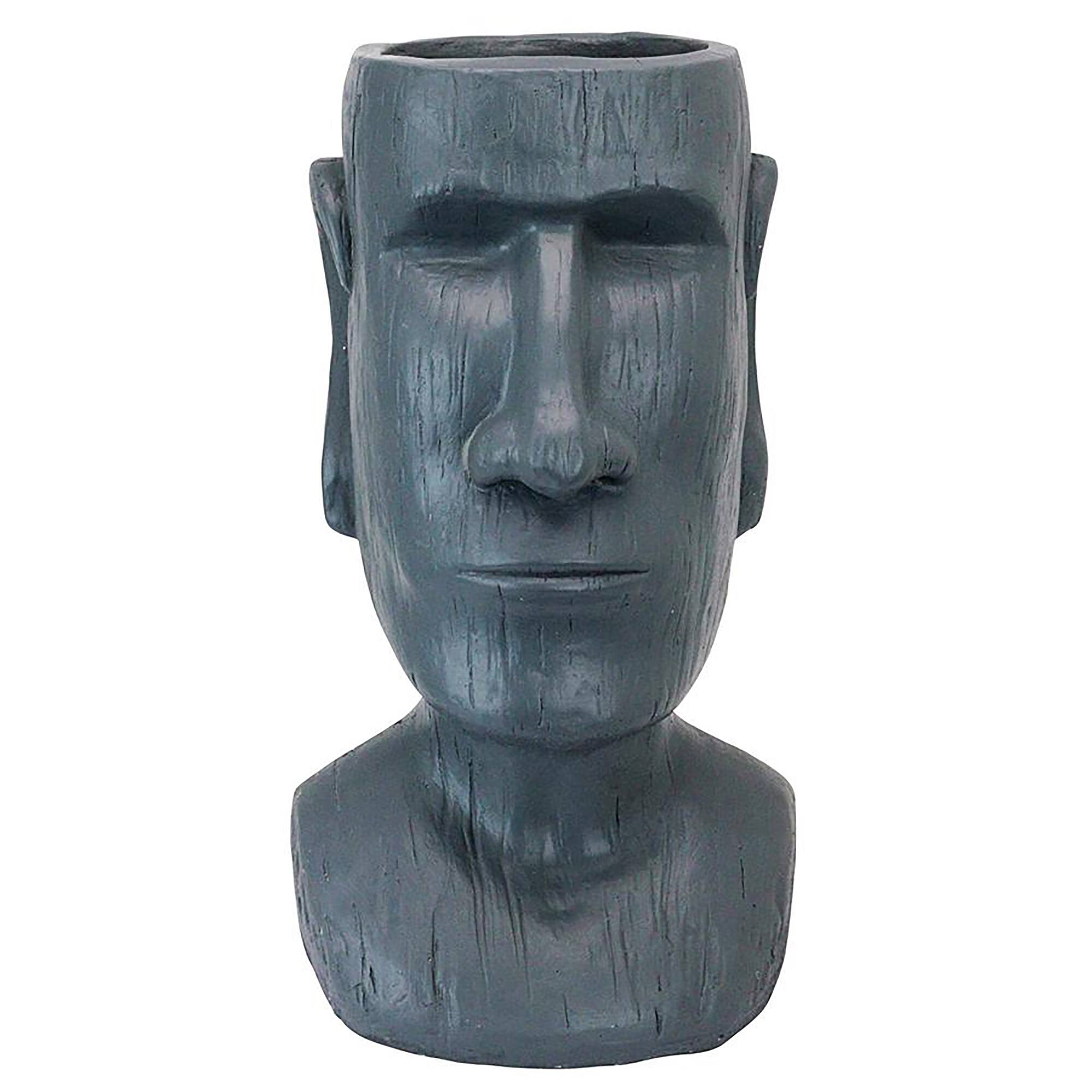 Design Toscano 18&#x22; Easter Island Massive Megalith Moai Head Planter Statue