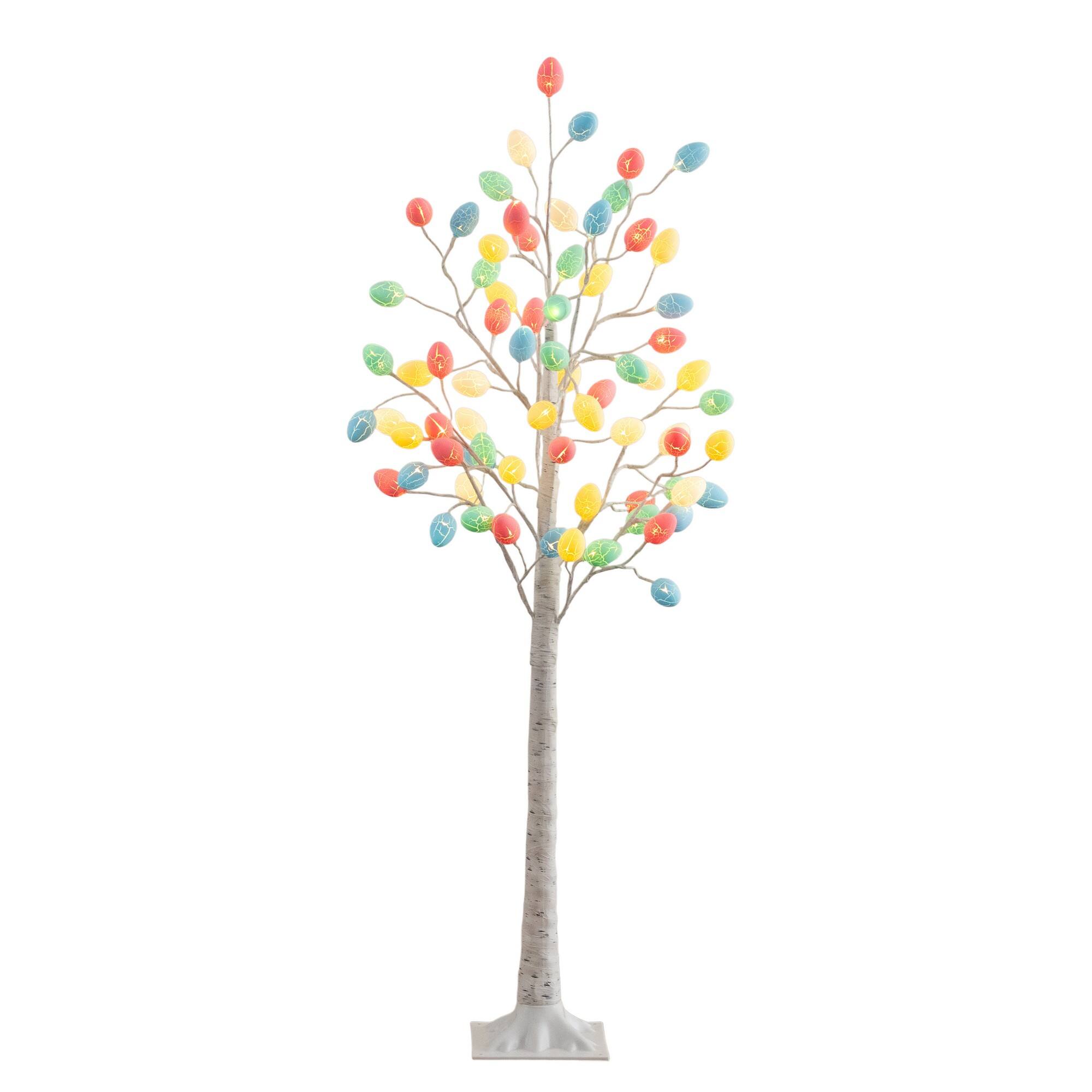 5ft. Pre-Lit Artificial Easter Twig Tree with 72 Egg Shaped LED Ornaments