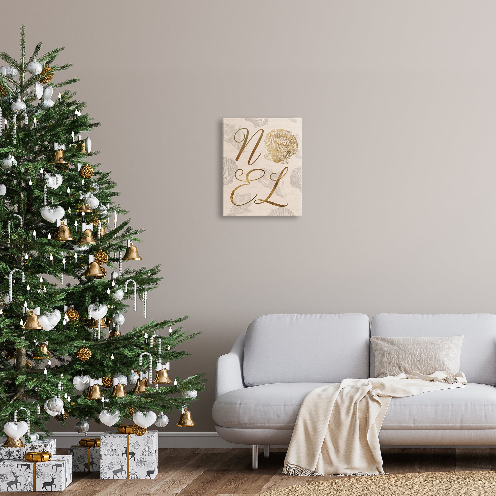 Stupell Industries Noel Holiday Seashell Detail Canvas Wall Art