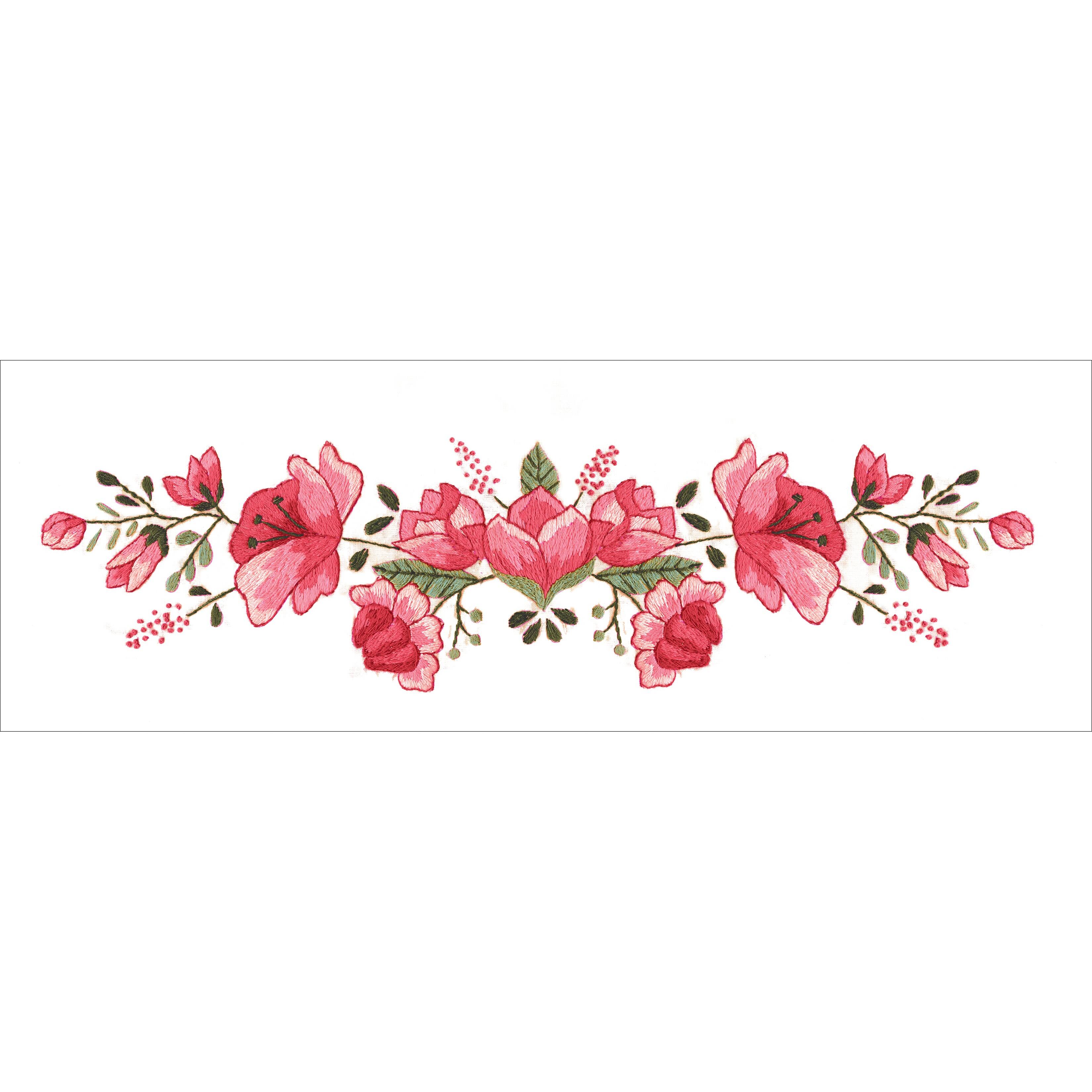 Tobin Stamped For Embroidery Pink Floral Pillowcase Pair